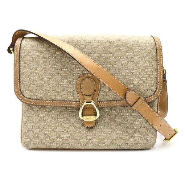 image of Celine Macadam Canvas Crossbody Bag in Brown, Women's