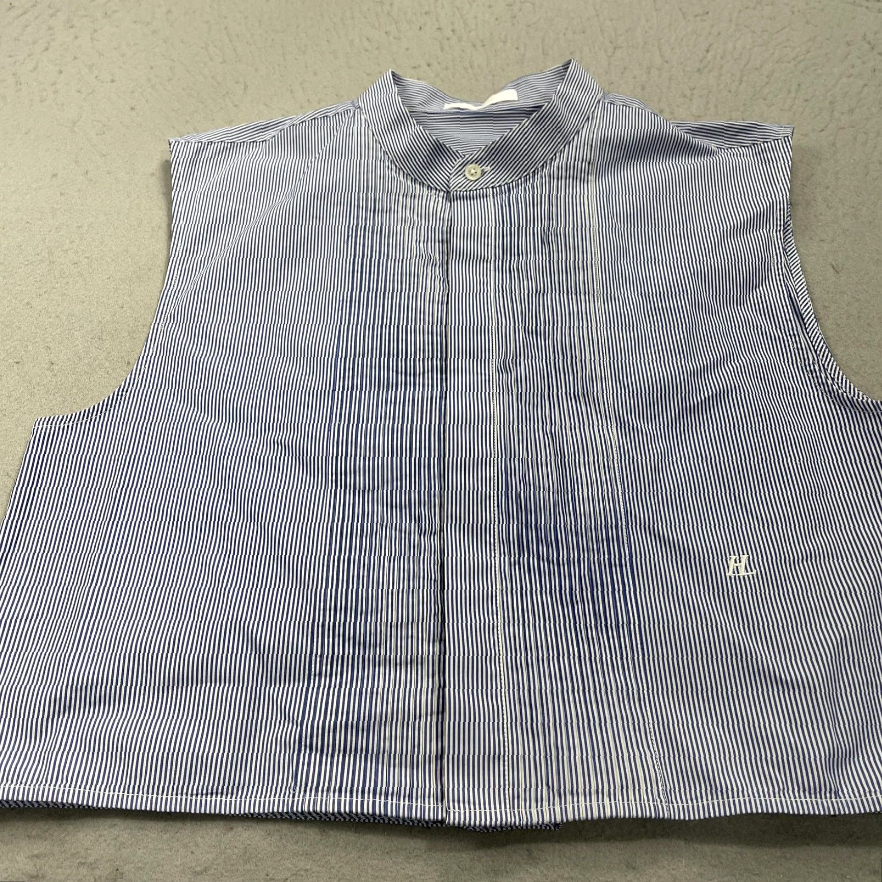 Helmut Lang VINTAGE Helmut Lang Blouse Womens Medium Blue Stripe Cotton Cropped Sleeveless Vest Size M / US 6-8 / IT 42-44 - 2 Thumbnail