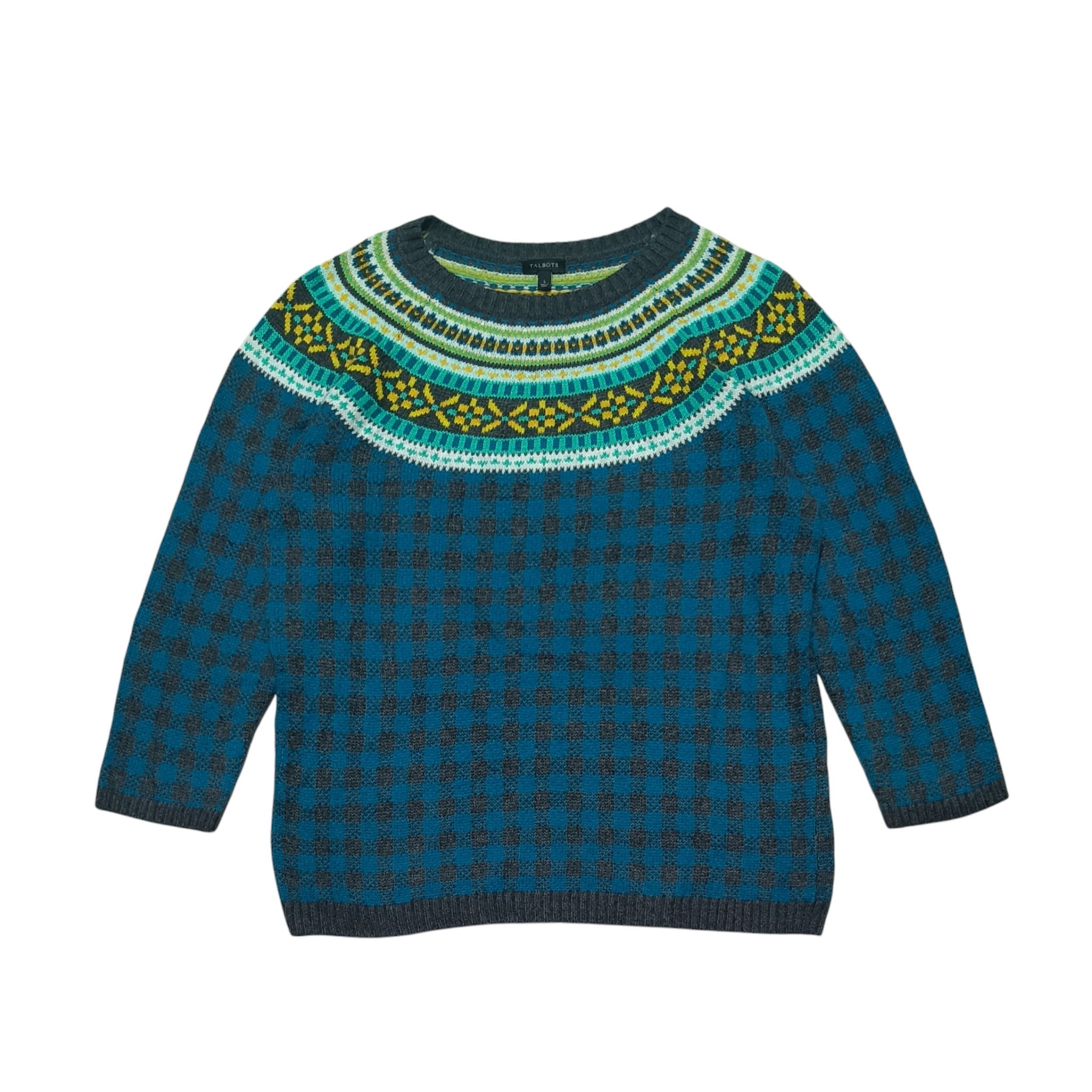 Talbots Vintage 90s TALBOTS Women's Ethnic Striped Knit Sweater Size L / US 10 / IT 46 - 1 Thumbnail