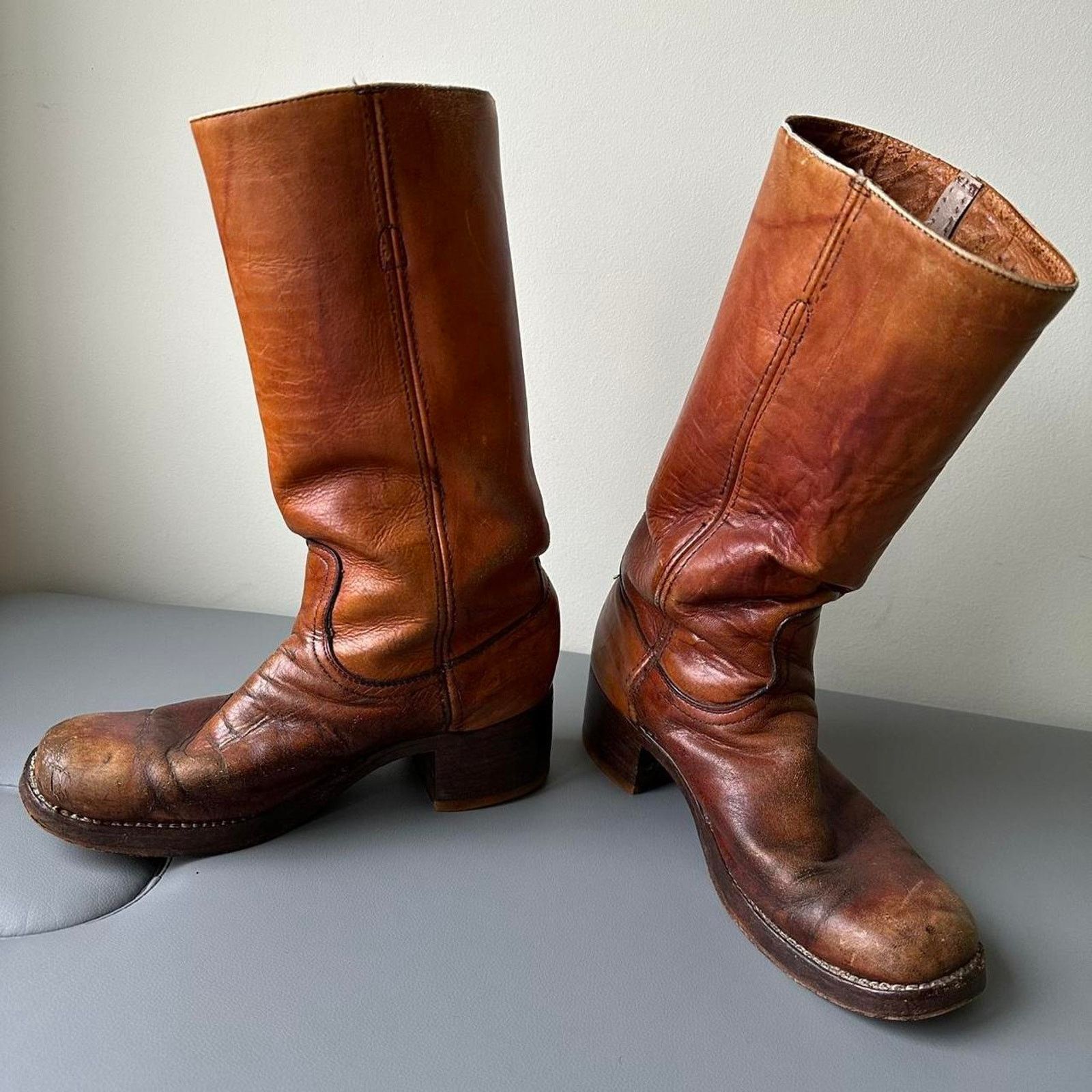 Frye × Vintage Vintage 60s 70s Frye Brown Mahogany Leather Campus Heel Boot Size US 9.5 / EU 42-43 - 4 Thumbnail