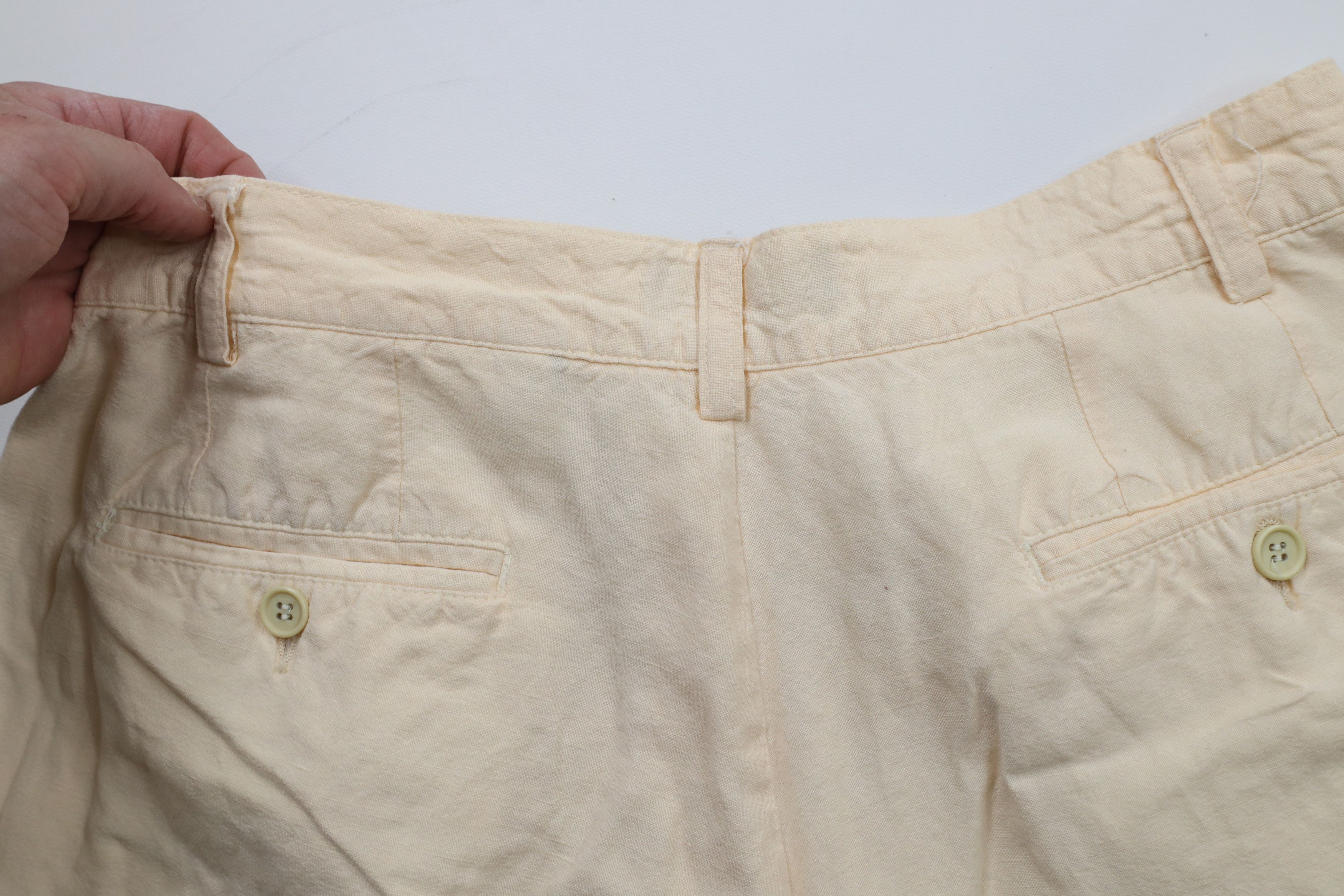 Vintage Vintage 90s Streetwear Pleated Above Knee Shorts Pale Yellow Size US 32 / EU 48 - 11 Thumbnail