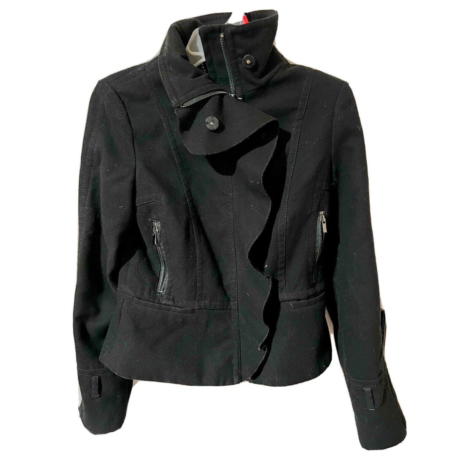 Express Express black suede moto jacket winter snow coat full zip Size S / US 4 / IT 40 - 14 Thumbnail