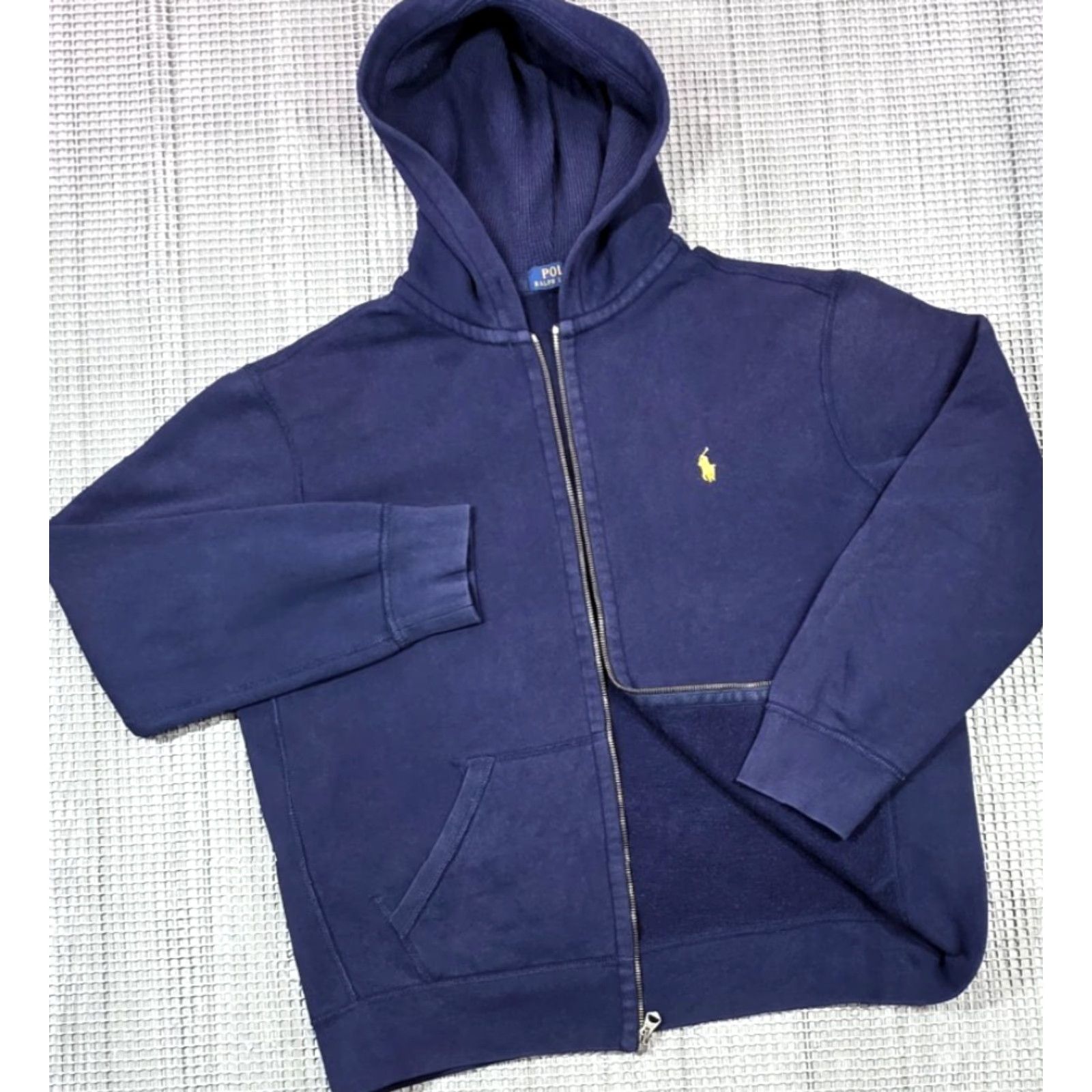 Polo Ralph Lauren VINTAGE Polo Ralph Lauren Men's Blue Full Zip Hoodie Jacket L Heavyweight Yellow Pony Hoodie Full Zip Zipper Pockets 90s Classic Designer Mens Size US L / EU 52-54 / 3 - 2 Thumbnail