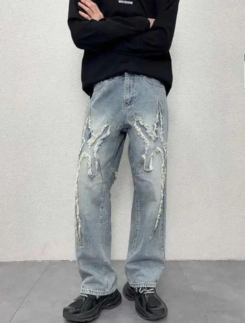 Jean Distressed Stack Baggy Jeans, Flared Jeans Size US 32 / EU 48 - 4 Thumbnail