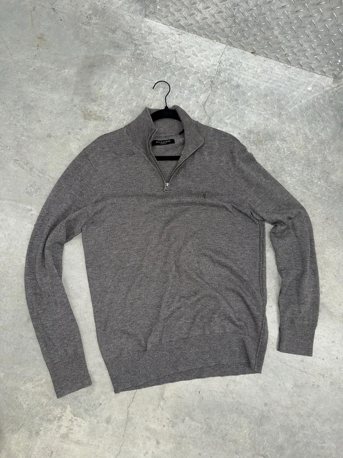 Allsaints All Saints Wool Quarter Zip, Men’s M, Dark Gray Long Sleeve Size US M / EU 48-50 / 2 - 2 Thumbnail