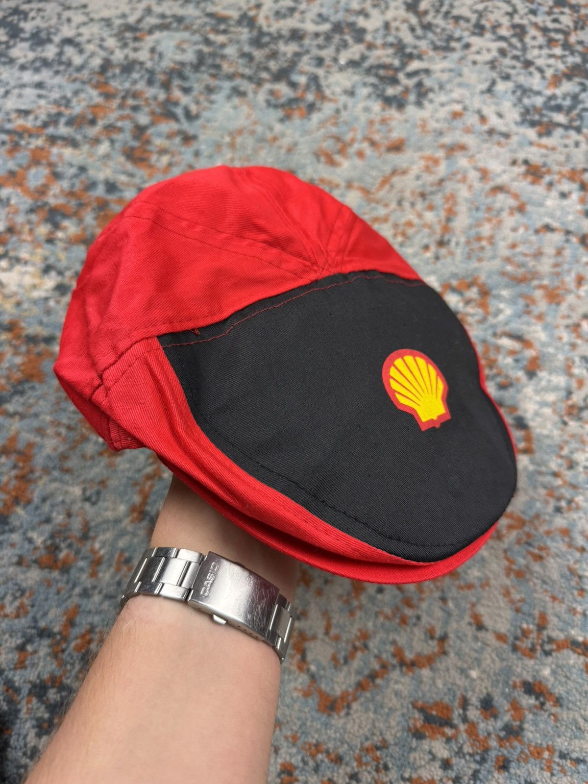 Vintage Vintage 80s Shell Ferrari f1 racing flat cap hat Size ONE SIZE - 2 Thumbnail
