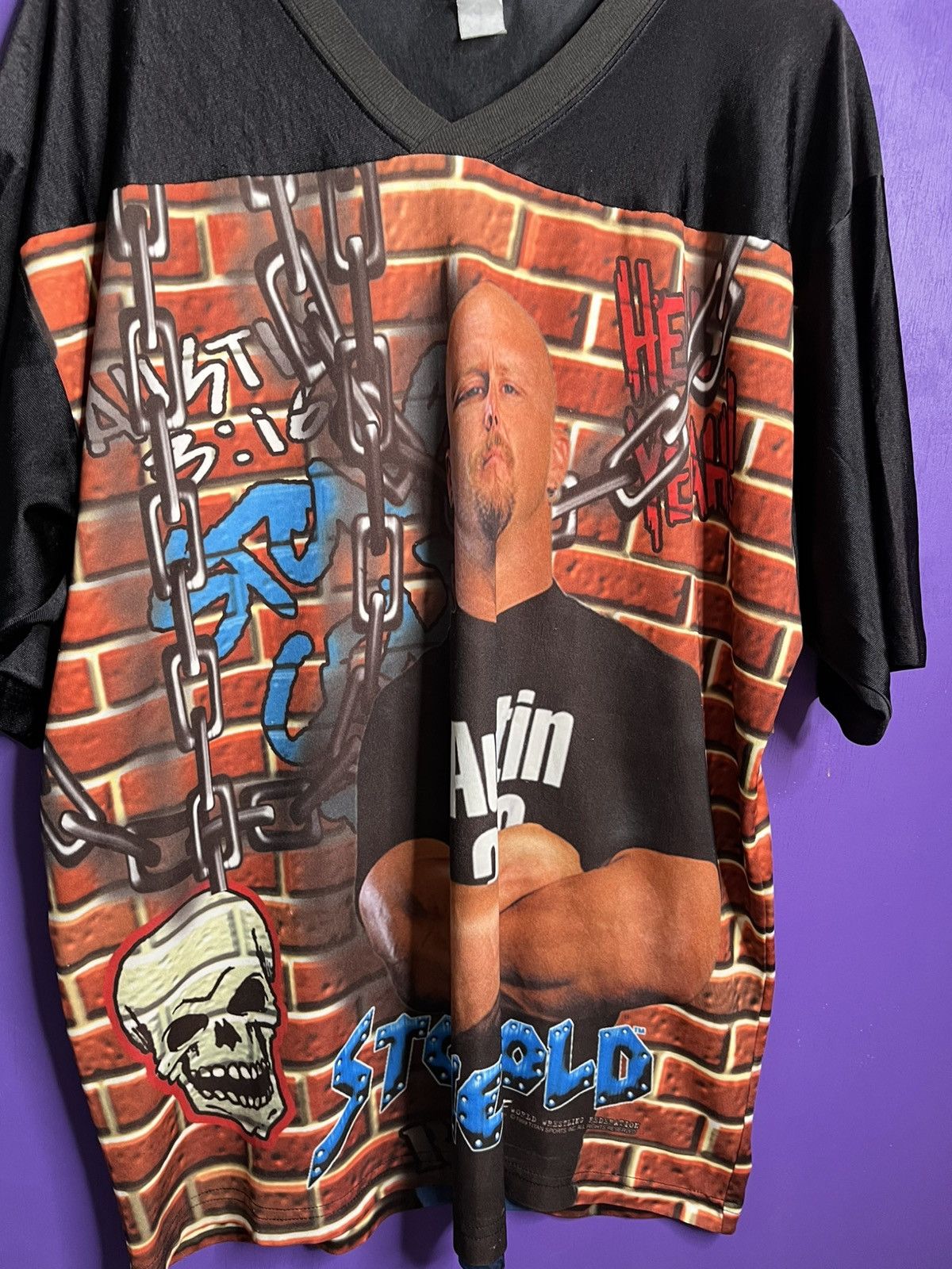 Vintage × WWF Vintage 1999 WWF Stone cold brick wall Jersey Size US XL / EU 56 / 4 - 3 Thumbnail