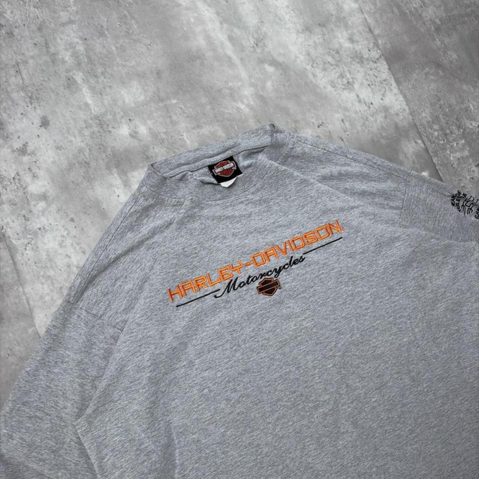 Harley Davidson Vintage Grey Harley Davidson Grunge Biker Long Sleeve Shirt Size US XL / EU 56 / 4 - 5 Thumbnail