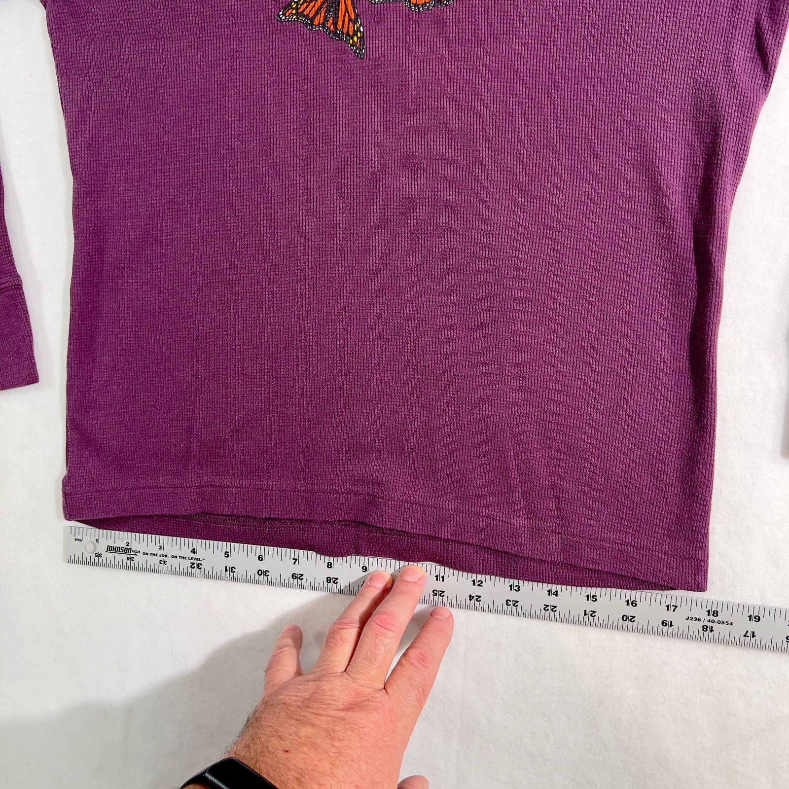 Other Waffle Weave Hoodie LAT Woman's M Purple w/ Butterfly Print Size M / US 6-8 / IT 42-44 - 7 Thumbnail