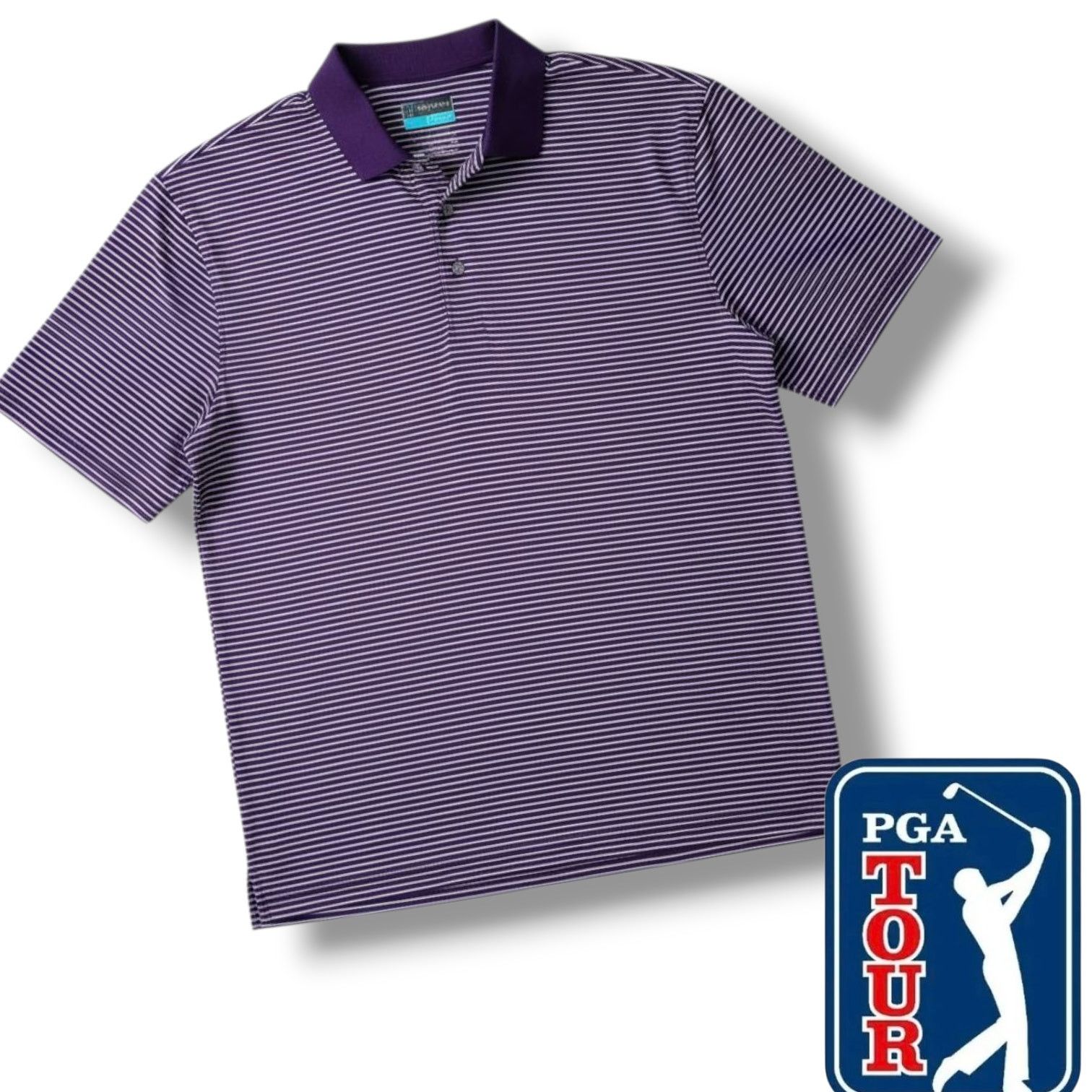 PGA Tour PGA TOUR XL Striped Golf Polo Shirt Classic Fit Performance Size US XL / EU 56 / 4 - 10 Thumbnail