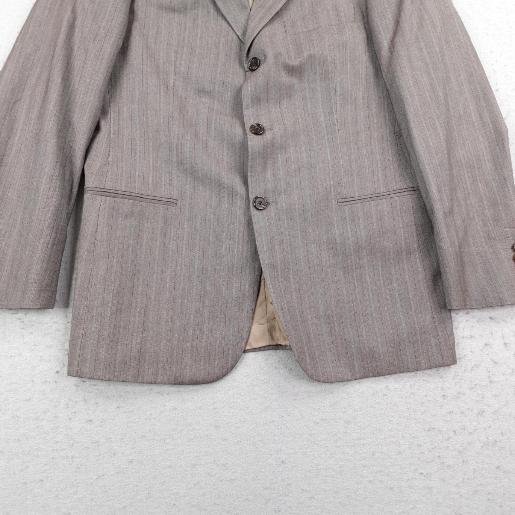 Hugo Boss VINTAGE Hugo Boss Blazer Mens 36S Brown Einstein Sigma Suit Jacket Sport Coat Gray Wool Striped Buttoned Formal Business 36S Mens Size 36R - 3 Thumbnail