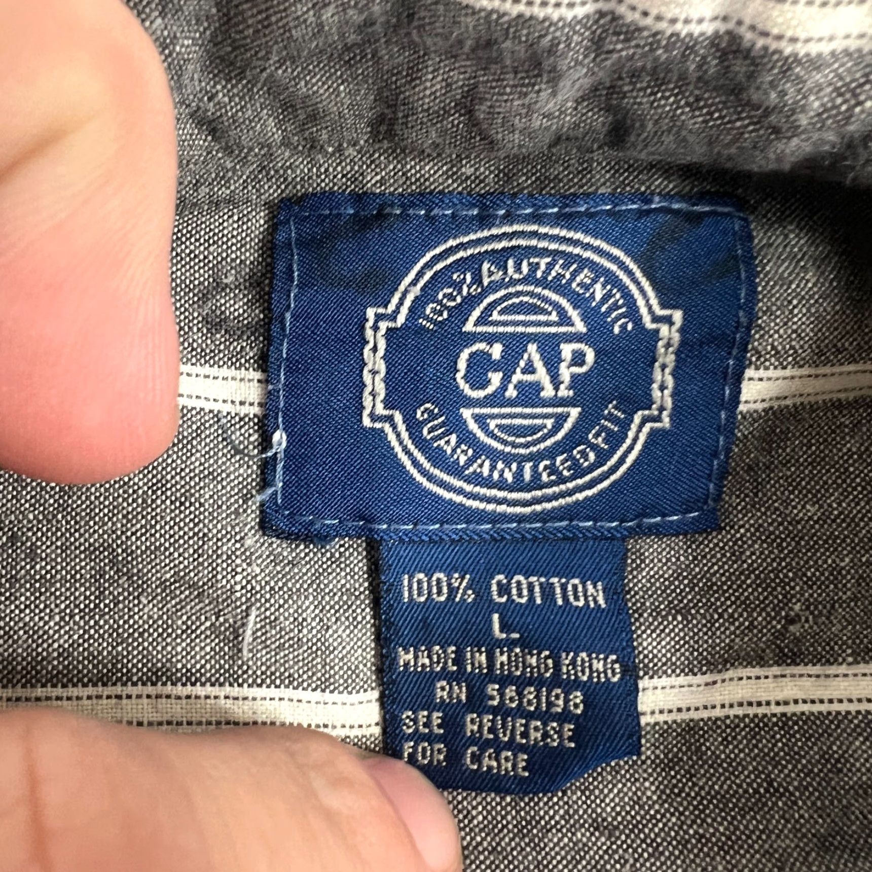 Gap VINTAGE Gap 90s Button-Up Shirt Mens Medium Long Sleeve Striped Cotton Gray Blue Size US M / EU 48-50 / 2 - 5 Thumbnail