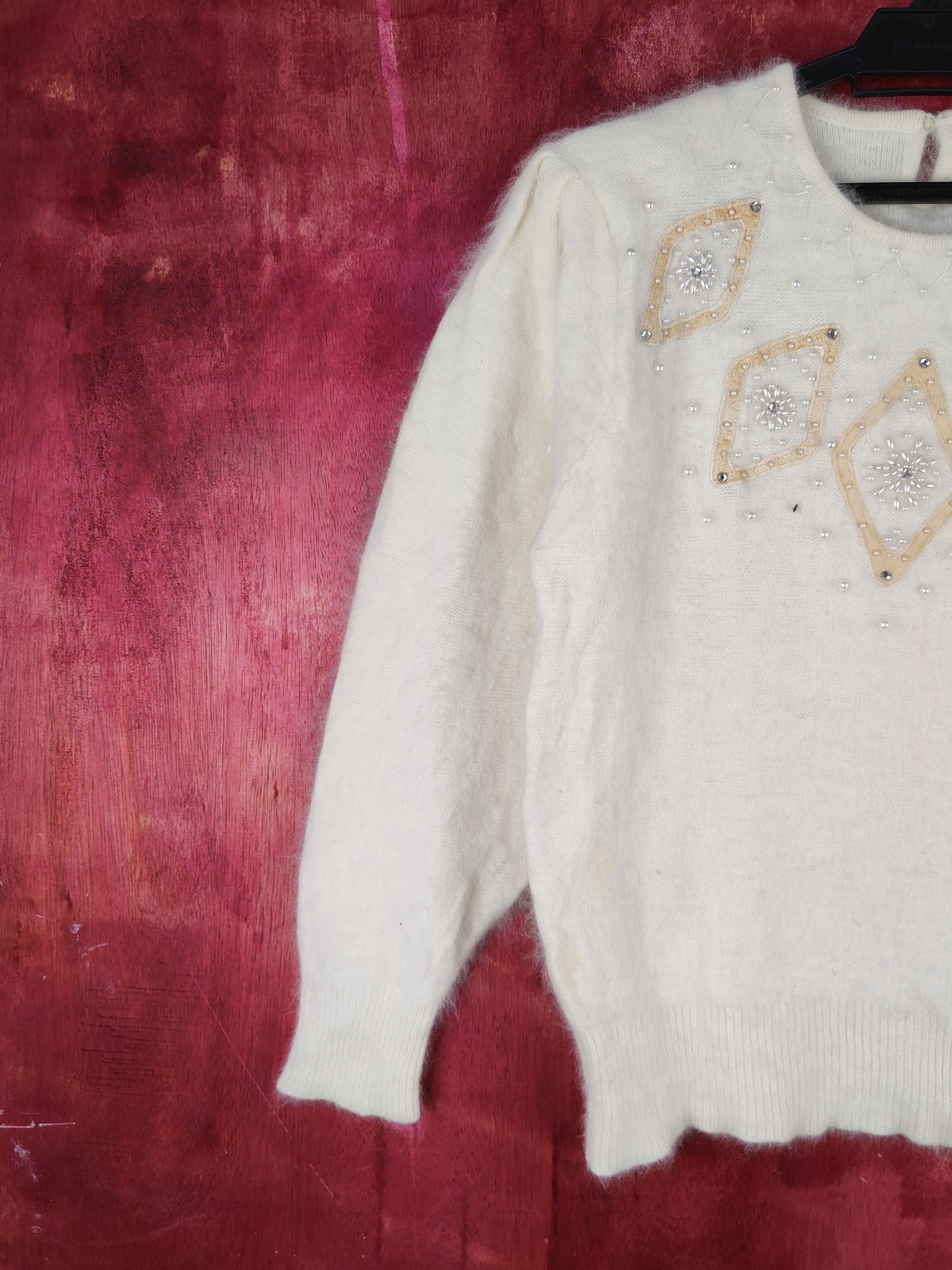 Homespun Knitwear Bonne Grand Cream Shag Shaggy Fur Mohair Knitwear #S2066 Size M / US 6-8 / IT 42-44 - 4 Thumbnail