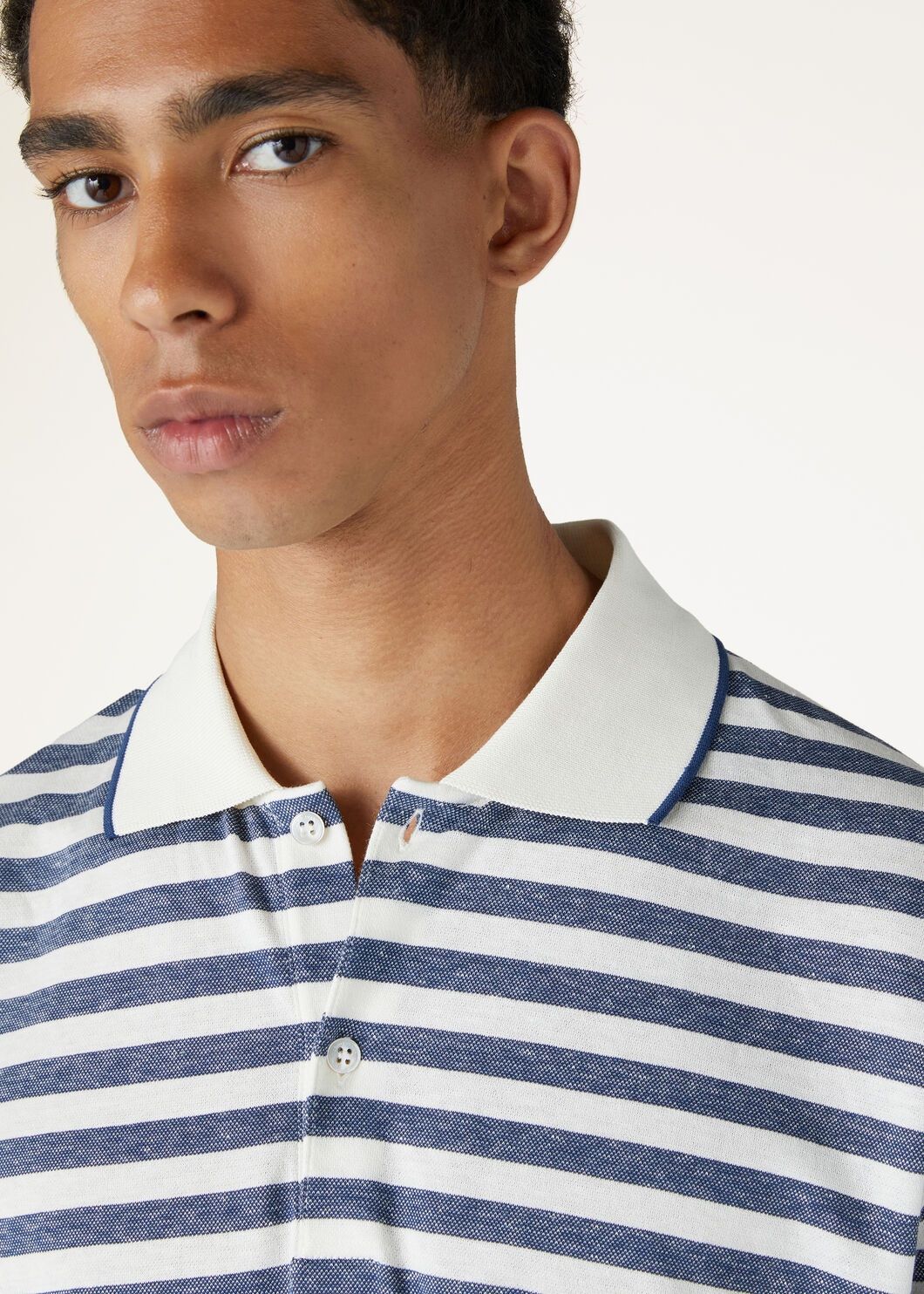 Loro Piana o1w1db10125 FAN8052 Kuroshio Polo Shirt in Blue & White Size US M / EU 48-50 / 2 - 5 Thumbnail