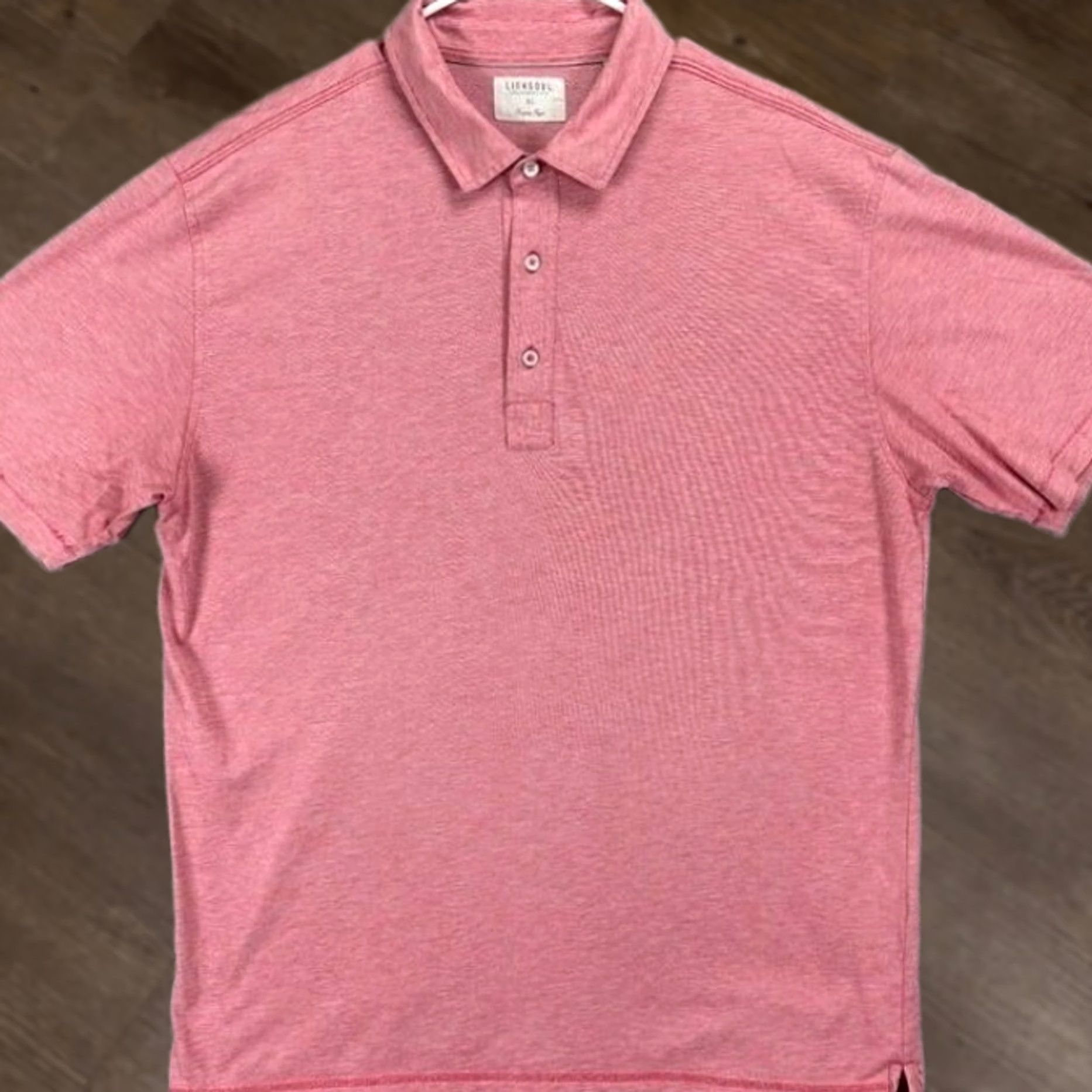 Vintage Linksoul Polo Shirt Men XL Striped Pink Tempus Fugit Button-Down Collared Short Sleeve 100% Cotton Golf Casual Activewear Size US XL / EU 56 / 4 - 1 Thumbnail