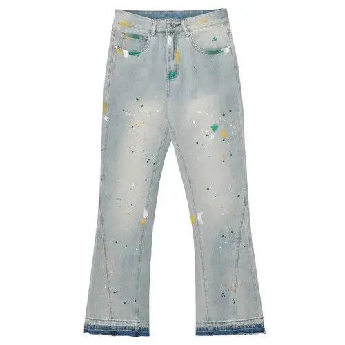 Jean ripped paint fade damaged flared jeans Size US 28 / EU 44 - 2 Thumbnail