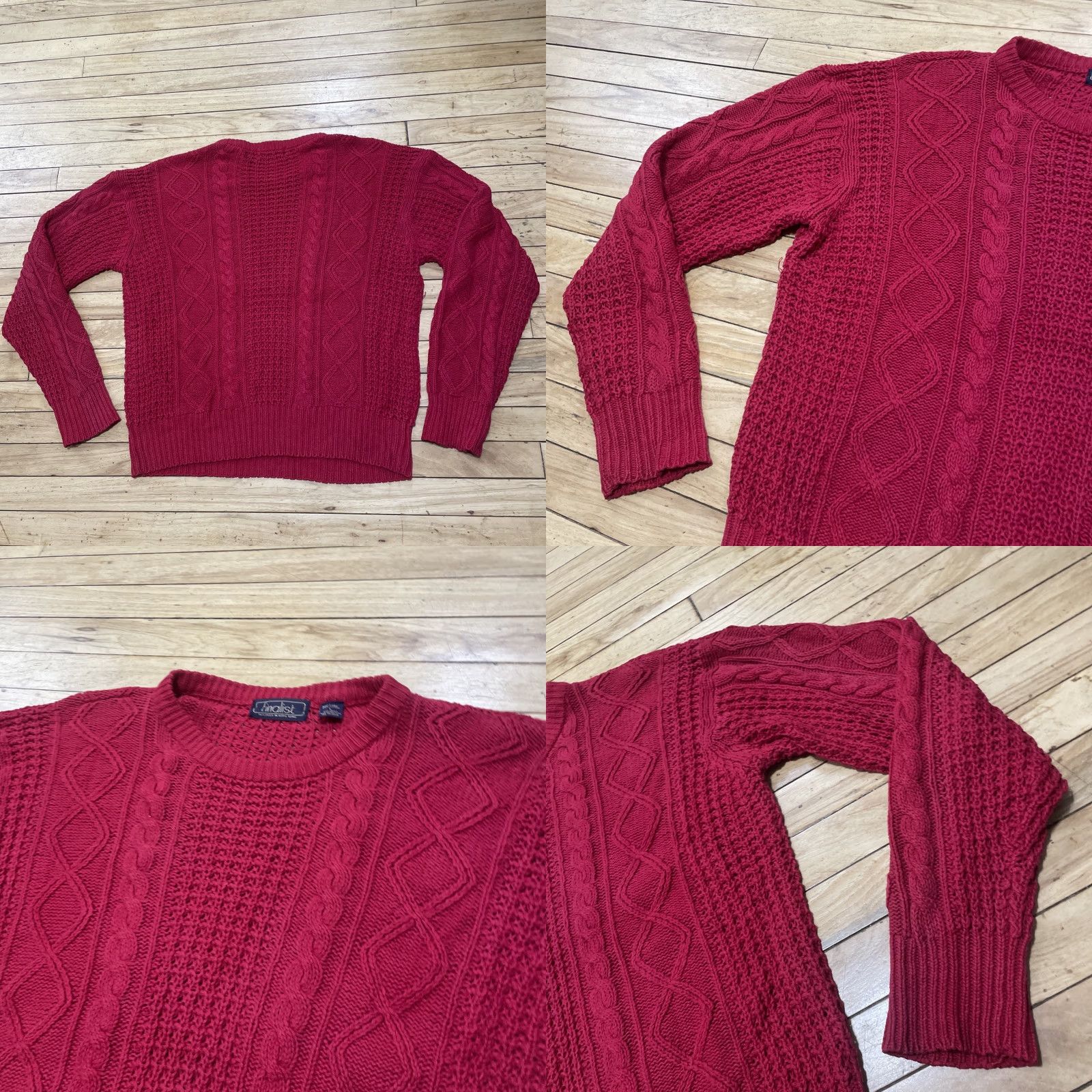 Vintage VINTAGE Finalist Fisherman Sweater Men L Linen Red Christmas Holliday Cable Knit Vtg 90s Shirt Size US L / EU 52-54 / 3 - 9 Thumbnail