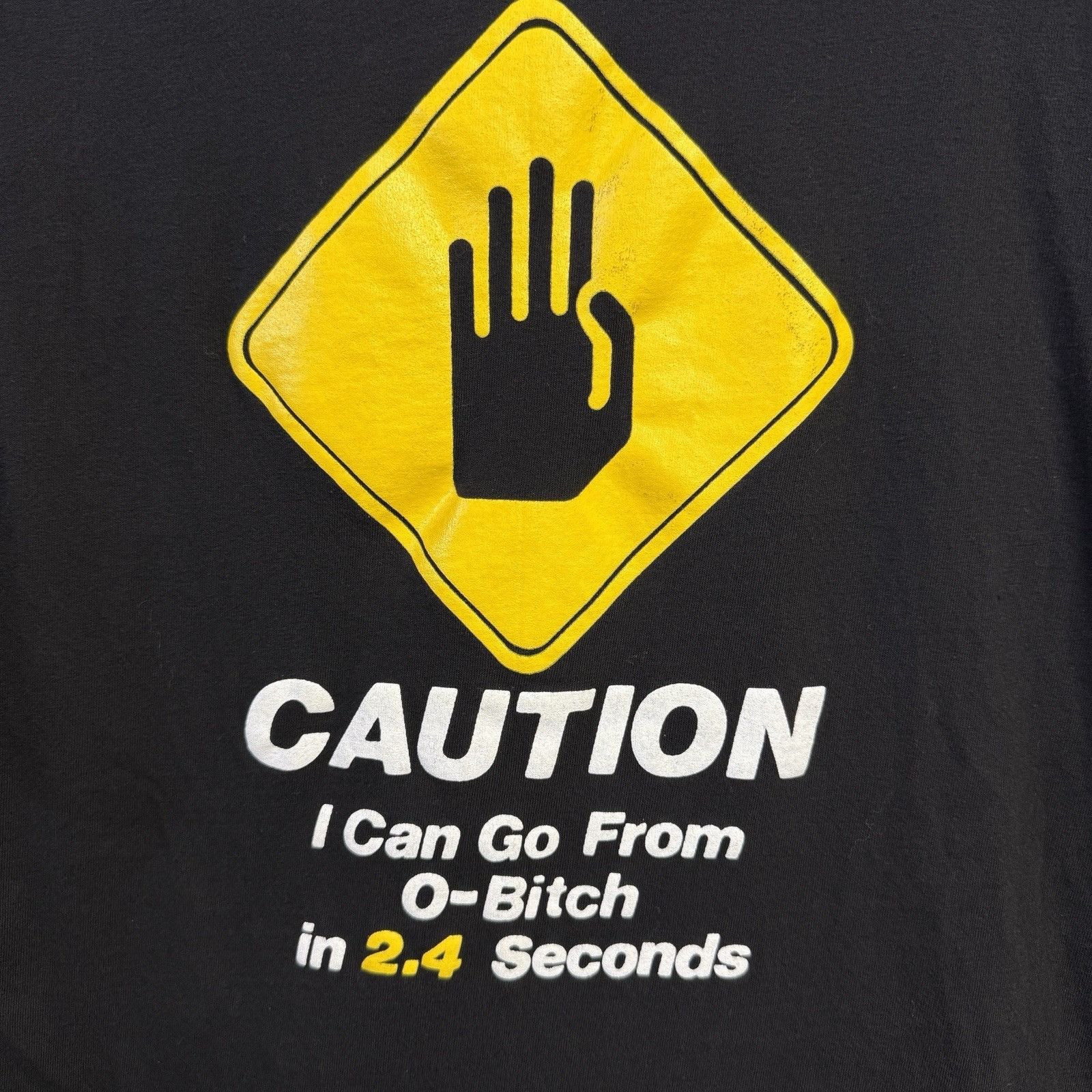 Vintage Vintage Funny Saying T Shirt Mens XL Black Short Sleeve Caut Size US XL / EU 56 / 4 - 4 Thumbnail