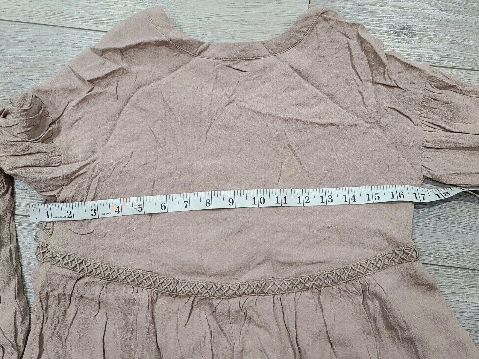 Designer Altar'd State Top Small Tan Long Sleeve V Neck Lace Up Size S / US 4 / IT 40 - 5 Thumbnail