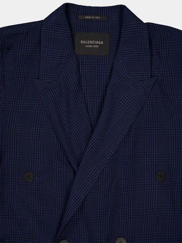 Balenciaga o1bcso1str0326 Fluid DB Coat in Navy Size US L / EU 52-54 / 3 - 3 Thumbnail