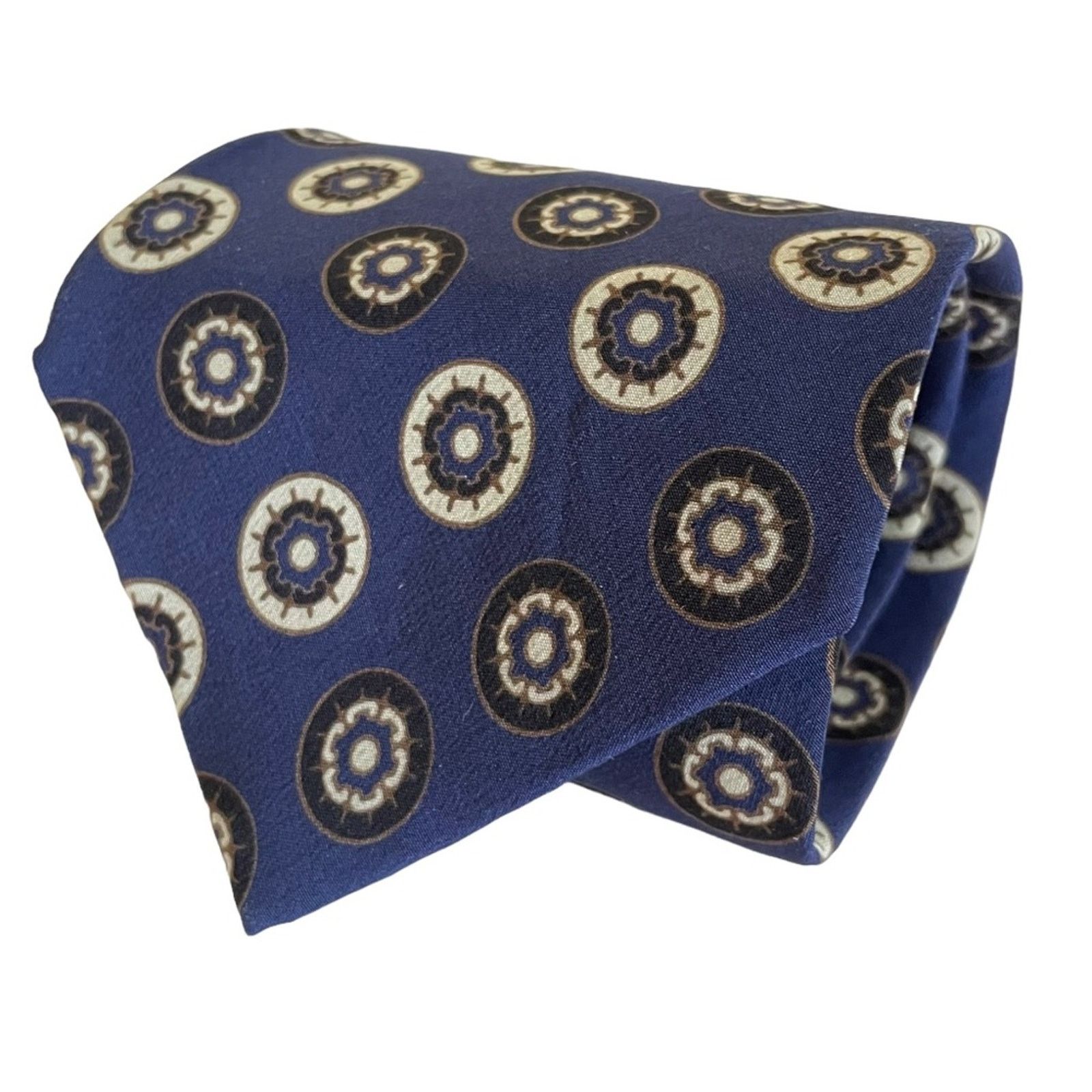 Lanvin × Vintage Vintage Lanvin Navy Blue Foulard Silk Tie - Made in Italy Size ONE SIZE - 1 Thumbnail