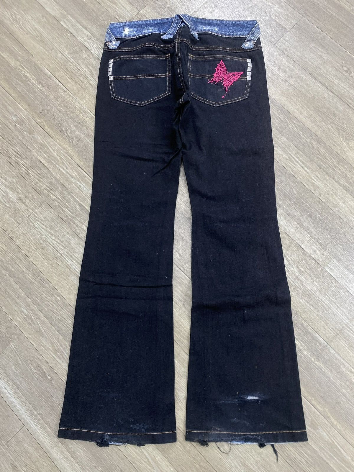 Japanese Brand 🇯🇵2000s Algonquins Distressed Punk Lgb Style Y2K Flared Jeans Size US 28 / EU 44 - 17 Thumbnail
