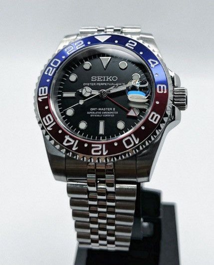Japanese Brand Seiko Mod GMT-Master 2 Pepsi Jubilee Blue Red Steel Watch Size ONE SIZE - 2 Thumbnail
