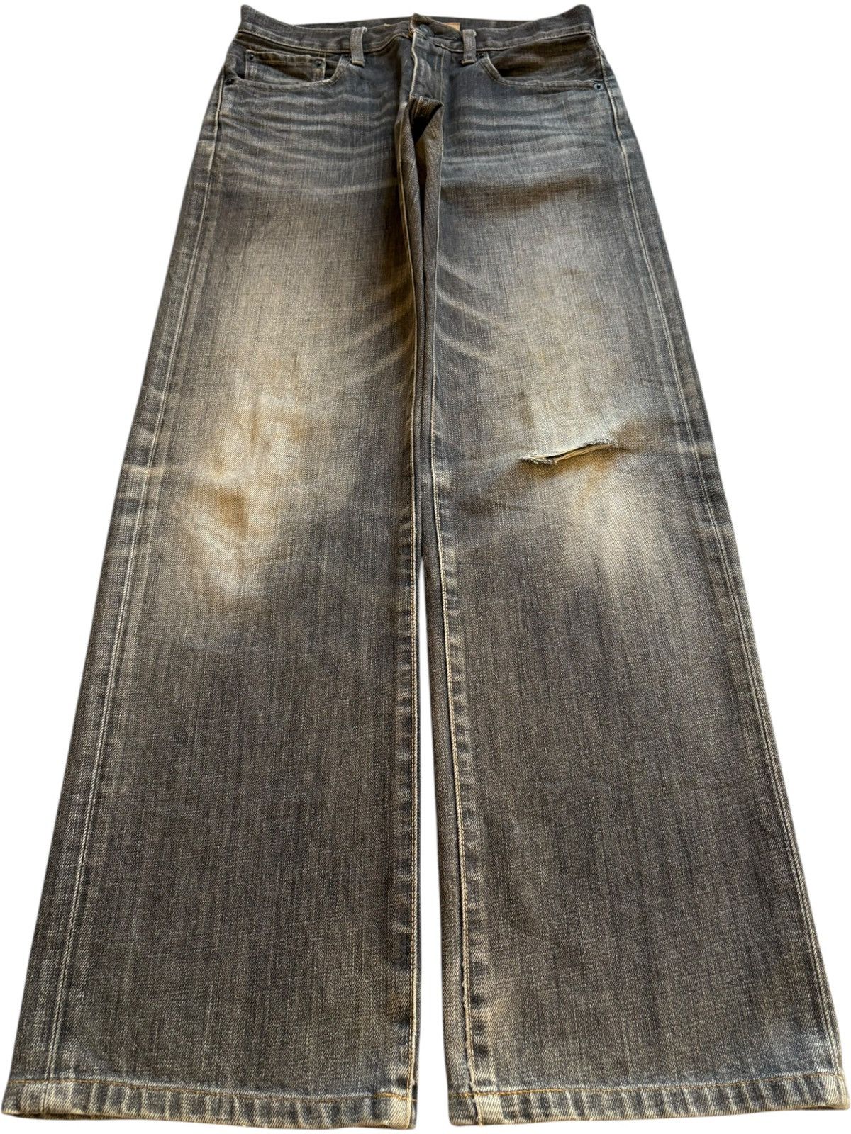 Uniqlo Vintage Uniqlo Rusty Mud Wash Distressed Loose Jeans Size US 29 - 1 Thumbnail