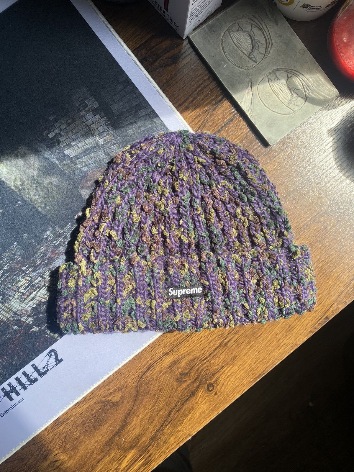 Supreme Supreme Chenille Beanie Dark Purple | Grailed