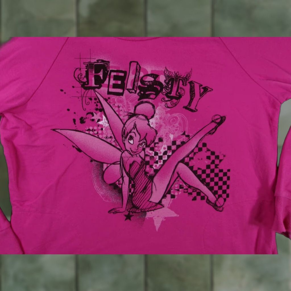 Disney Disney Sweatshirt Girls Juniors XL Pink Tinker Bell Feisty Graphic Long Sleeve Size XL / US 12-14 / IT 48-50 - 1 Thumbnail