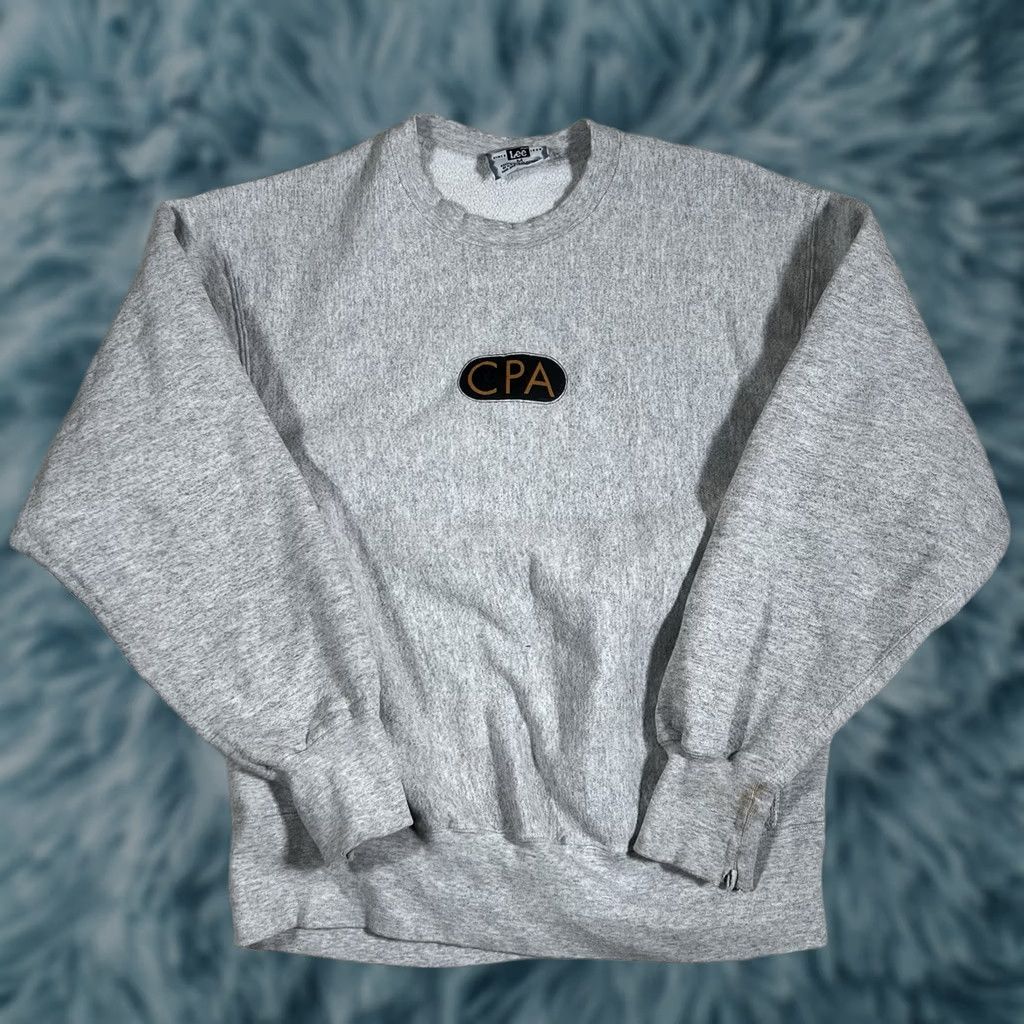 Lee VINTAGE Lee Sweatshirt Crewneck Mens Size M Gray Heather Pullover - CPA Stains Waist/Length 25in Pit 22in Size US M / EU 48-50 / 2 - 1 Thumbnail