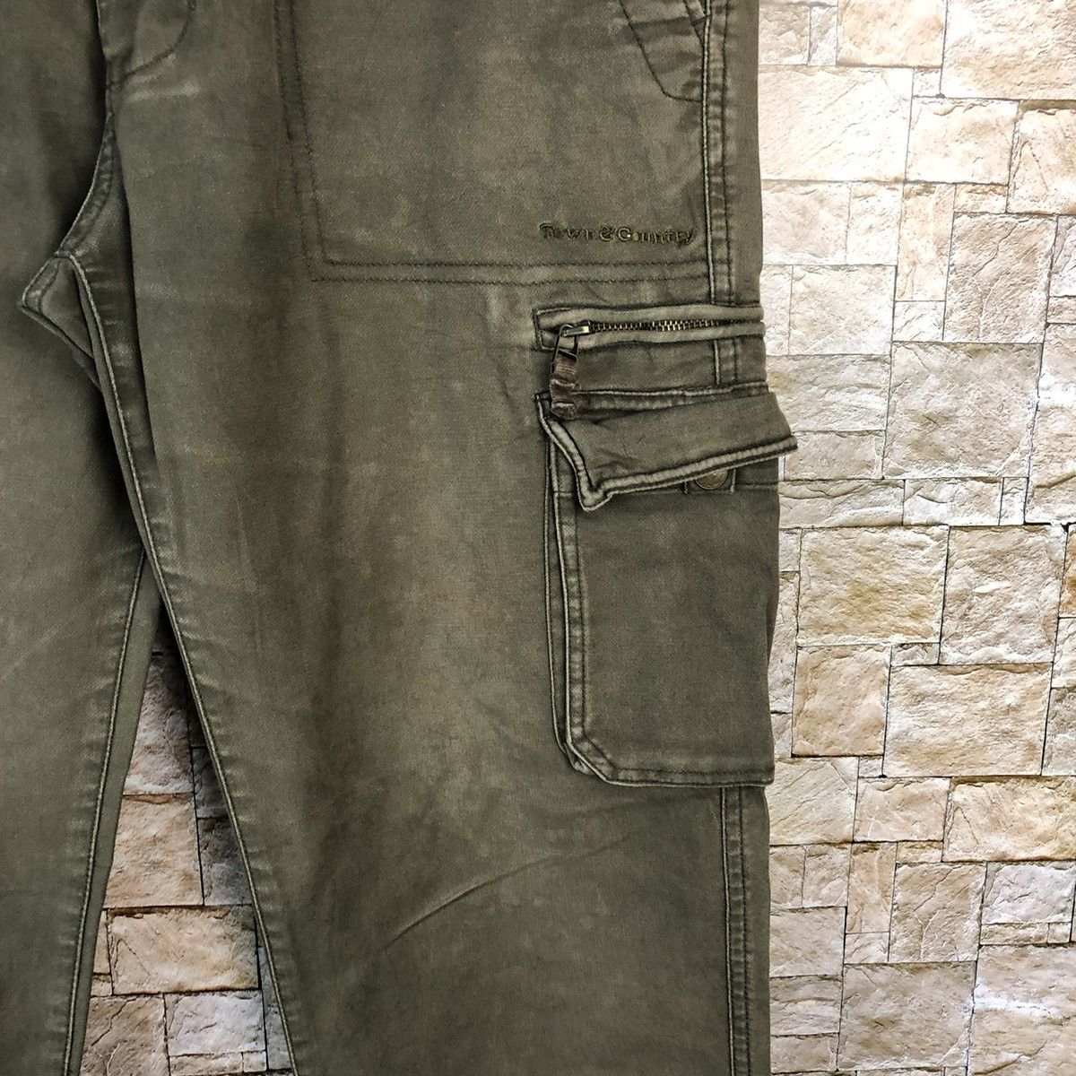 Japanese Brand Town & Country Green Cargo Multipocket Pants #A981 Size US 31 - 7 Thumbnail