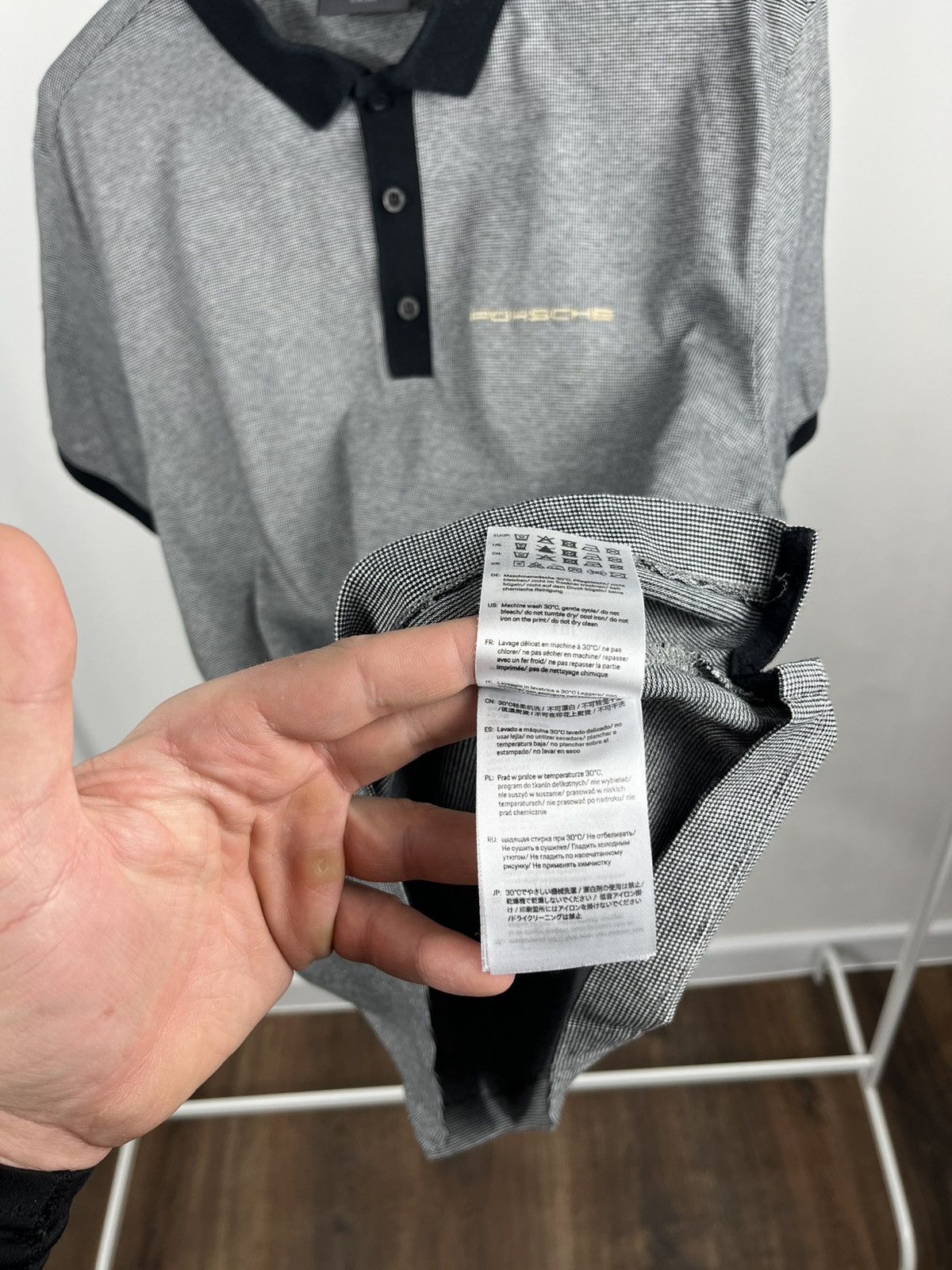 Porsche Design Porsche Grey Polo Shirt Contrast Collar Logo EU M US S Size US M / EU 48-50 / 2 - 9 Thumbnail
