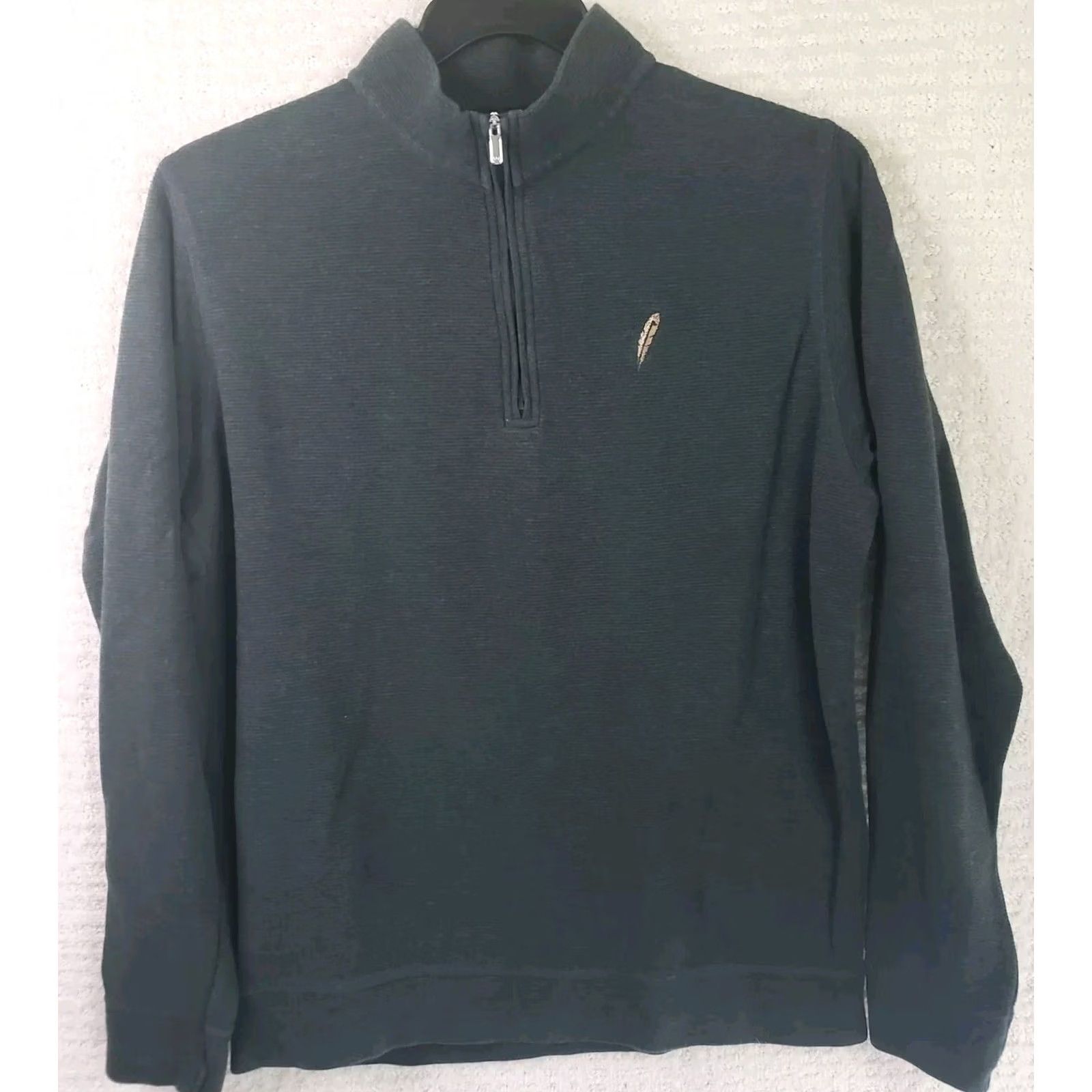 Peter Millar Peter Millar Men's Sweatshirt L Gray 1/4 Zip Mock Neck Long Sleeve Knit Polyester Spandex Crown Logo Zipper Pullover Athletic Outdoor Cavalry? Size US L / EU 52-54 / 3 - 2 Thumbnail