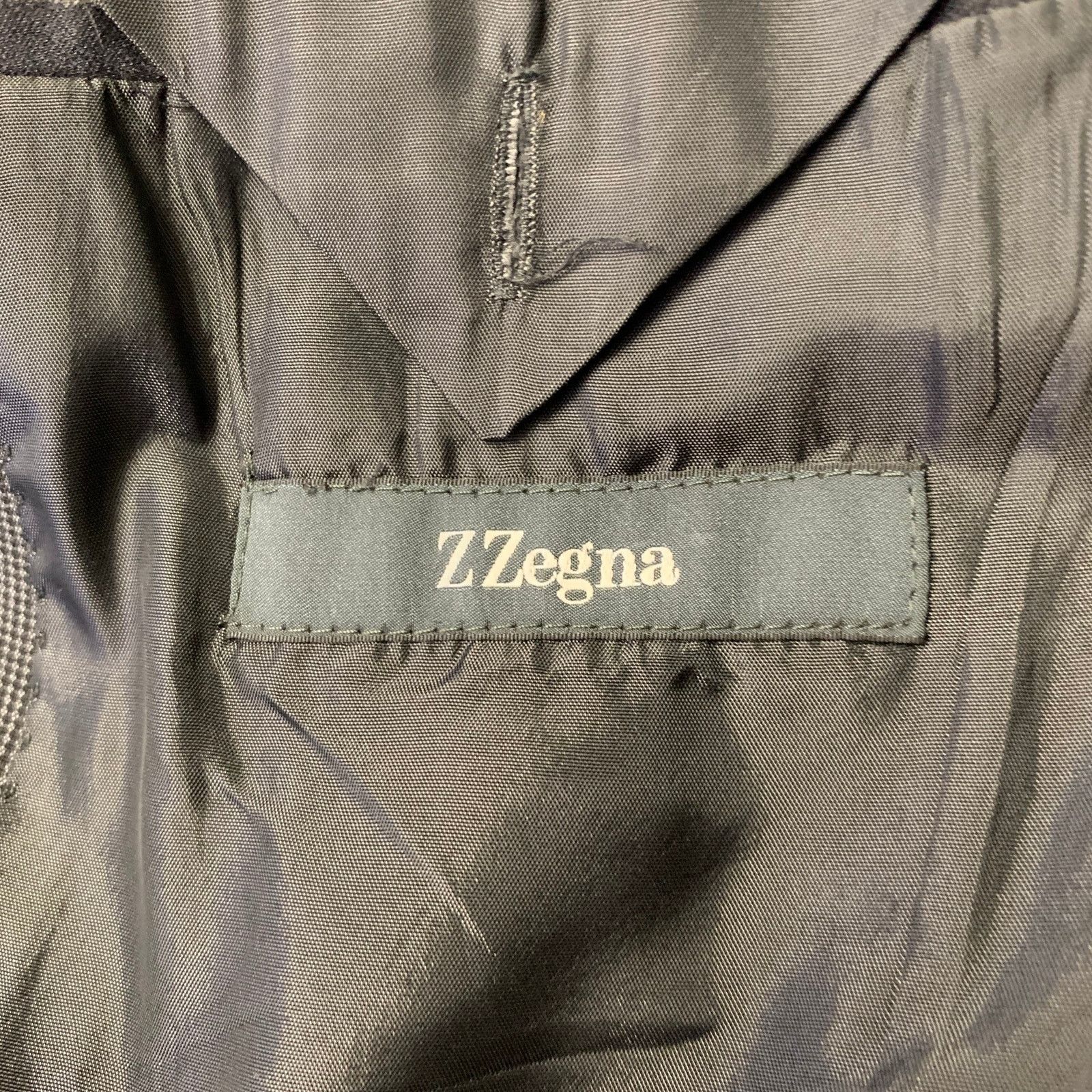 Z Zegna Z ZEGNA Size 44 Grey Black Nailhead Wool Notch Lapel Suit Size 44L - 6 Thumbnail