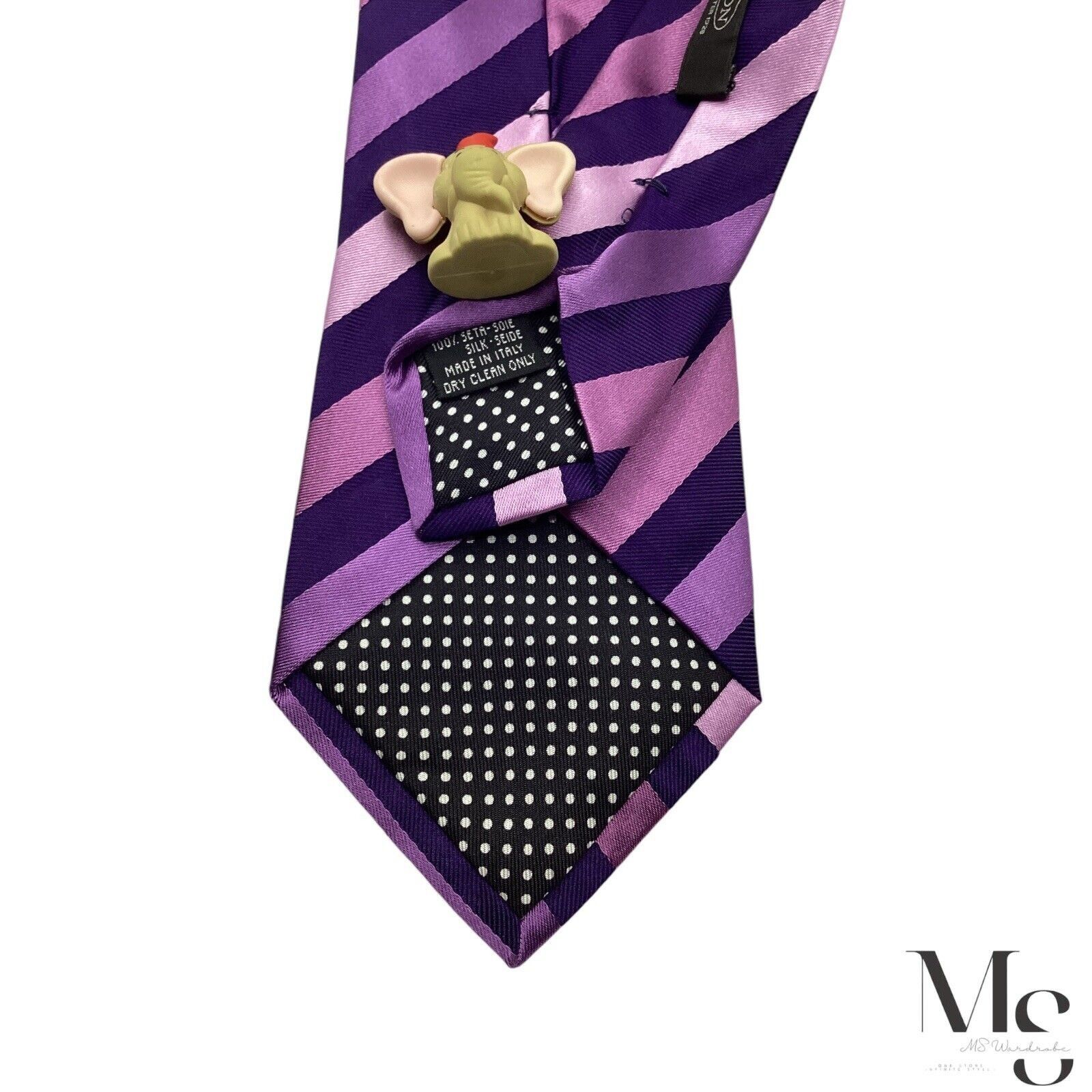 Eton ETON Purple Striped Luxury Silk Tie Made in Italy W: 3.25" E Size ONE SIZE - 4 Thumbnail