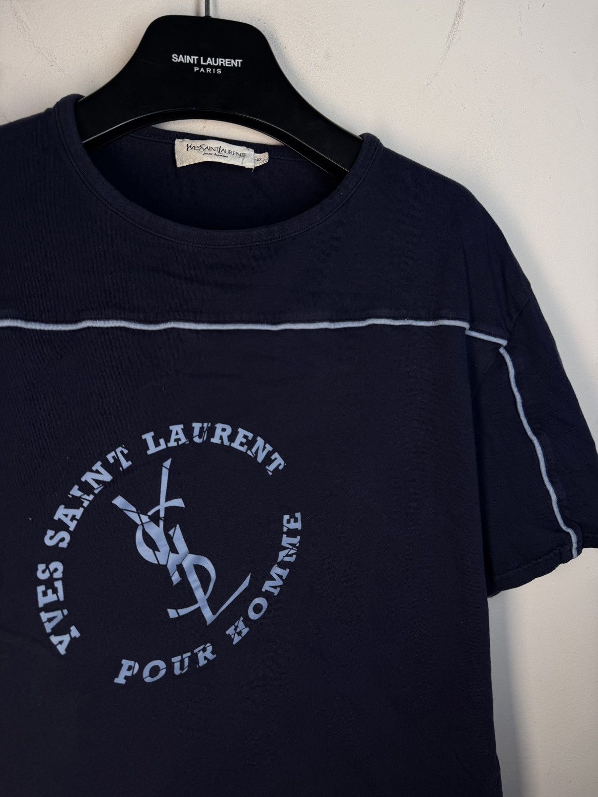 Yves Saint Laurent Navy YSL T-shirt Big Logo Vintage Yves Saint Laurent Shirt Size US L / EU 52-54 / 3 - 2 Thumbnail