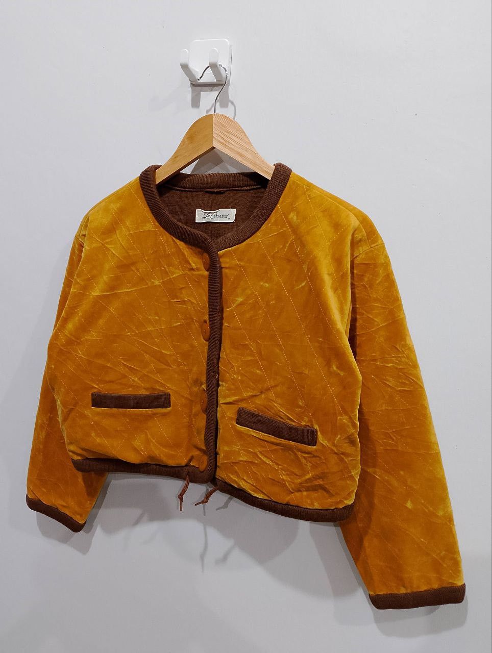 Japanese Brand LUI CHANTANT Japan Brown Velvet Cropped Jacket Size L / US 10 / IT 46 - 3 Thumbnail