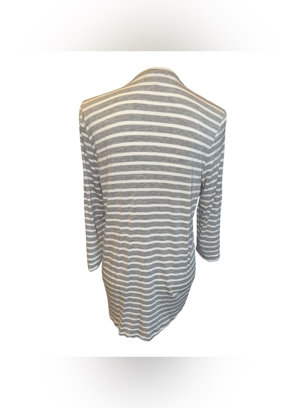 Calvin Klein Calvin Klein Grey and White Striped Half-Zip Tunic Top #86 Size L / US 10 / IT 46 - 4 Thumbnail
