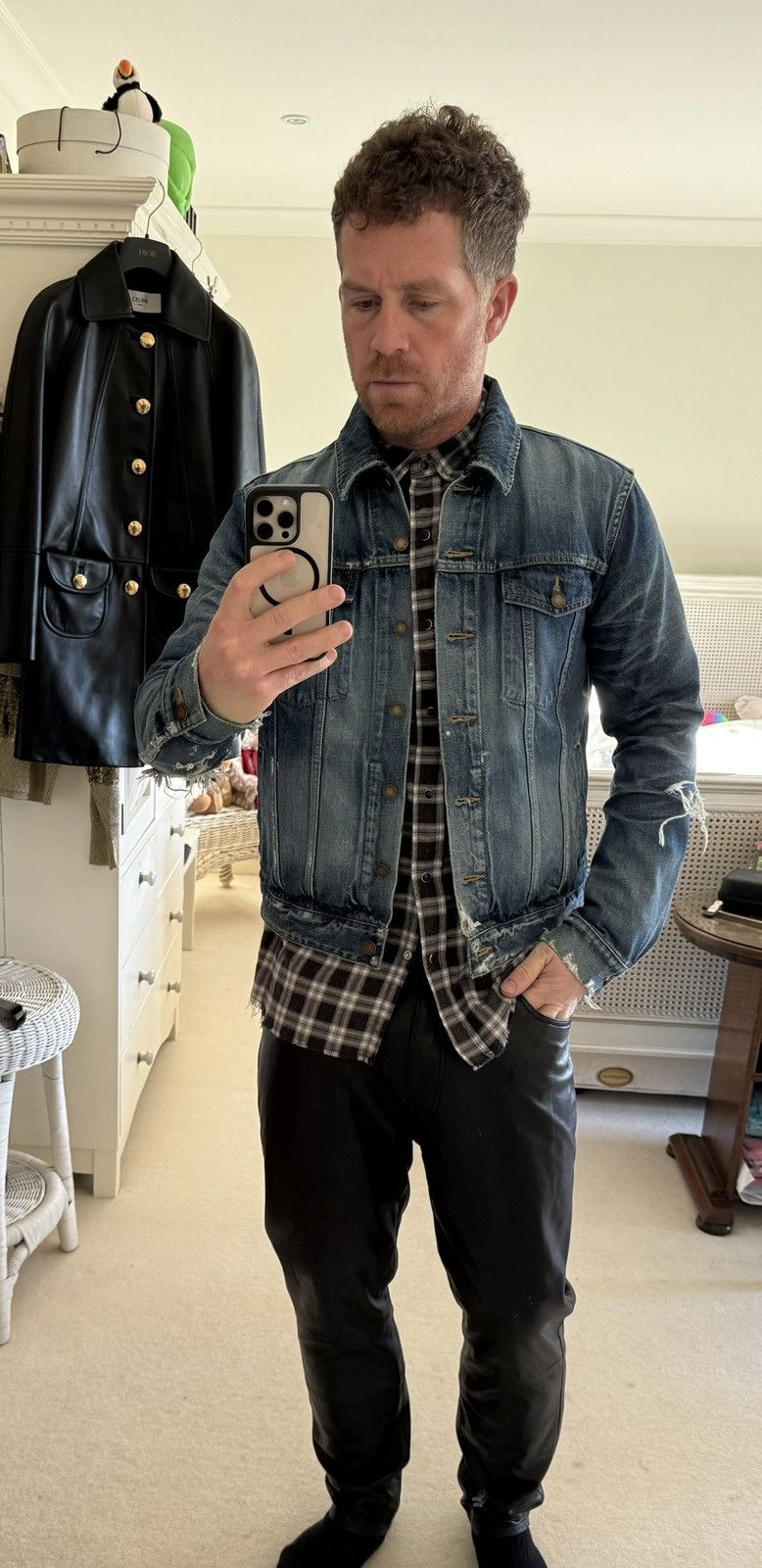Saint Laurent Paris SS20 Saint Laurent crash denim jaket ripped thrashed grail L Size US L / EU 52-54 / 3 - 7 Thumbnail