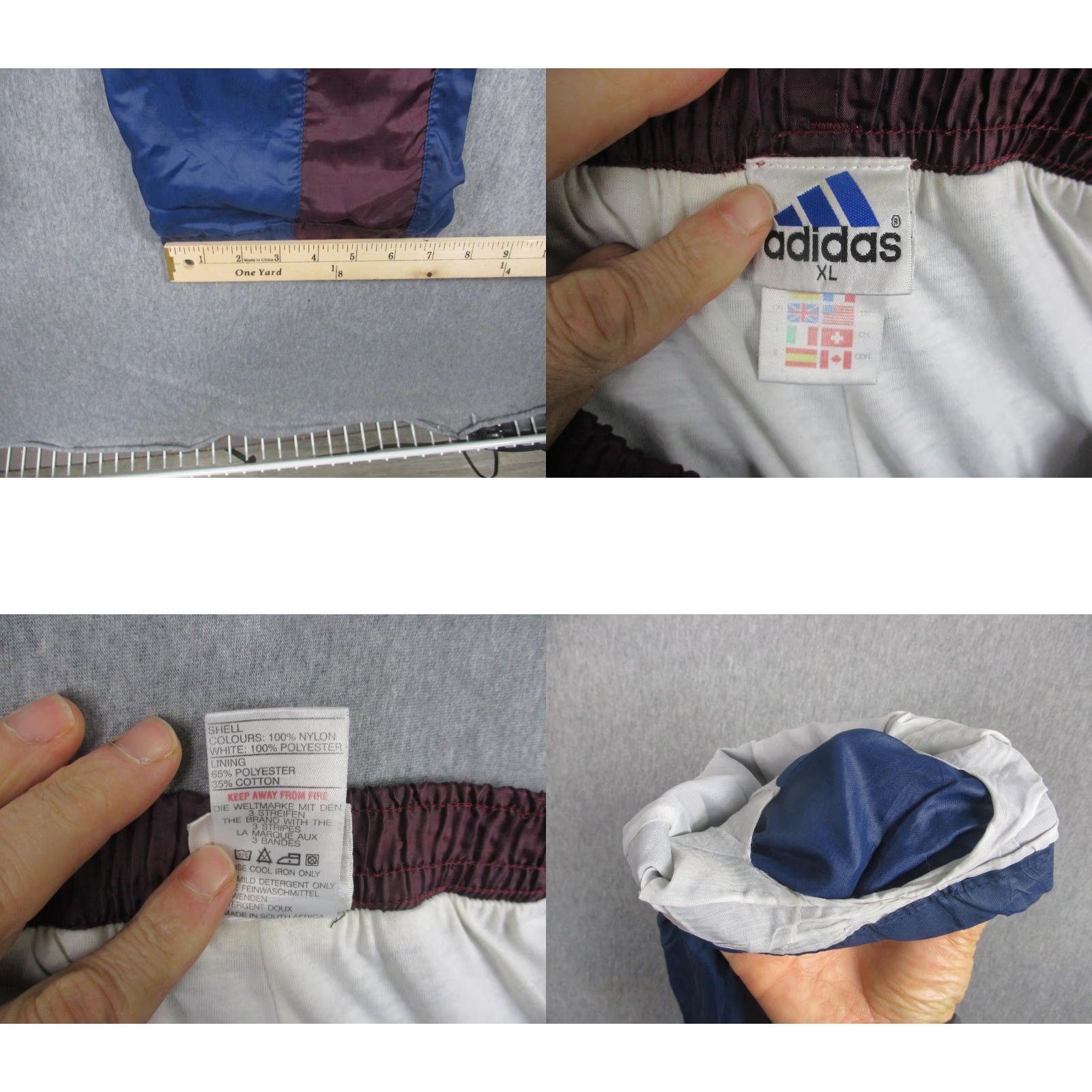 Adidas VINTAGE Adidas Pants Mens XL Blue Maroon Nylon Track Drawstring Lined 3 Stripes Pockets Size US 36 / EU 52 - 8 Thumbnail