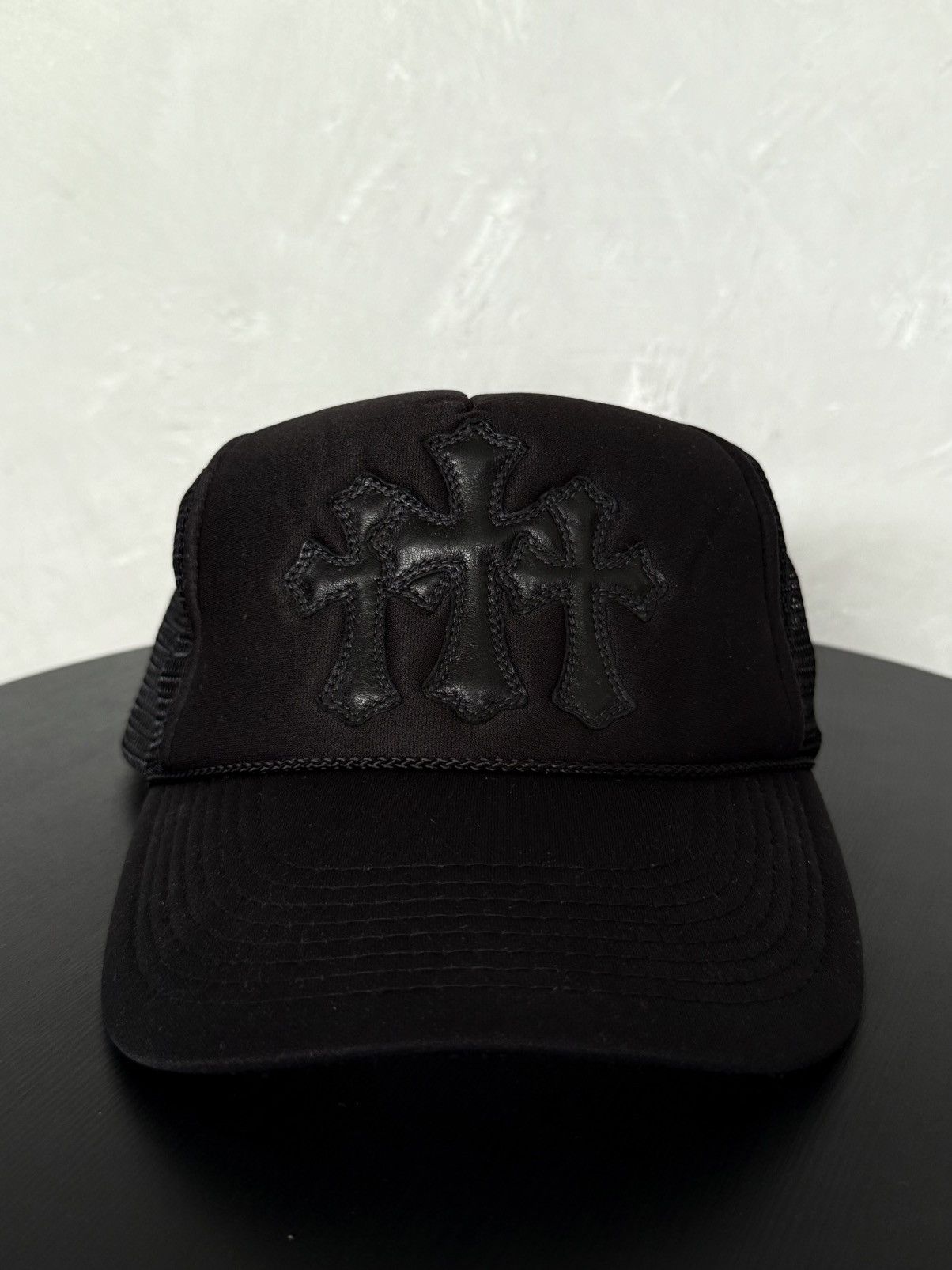 Chrome Hearts Rare 90s - Cemetery Leather Cross Trucker Hat Size ONE SIZE - 1 Thumbnail