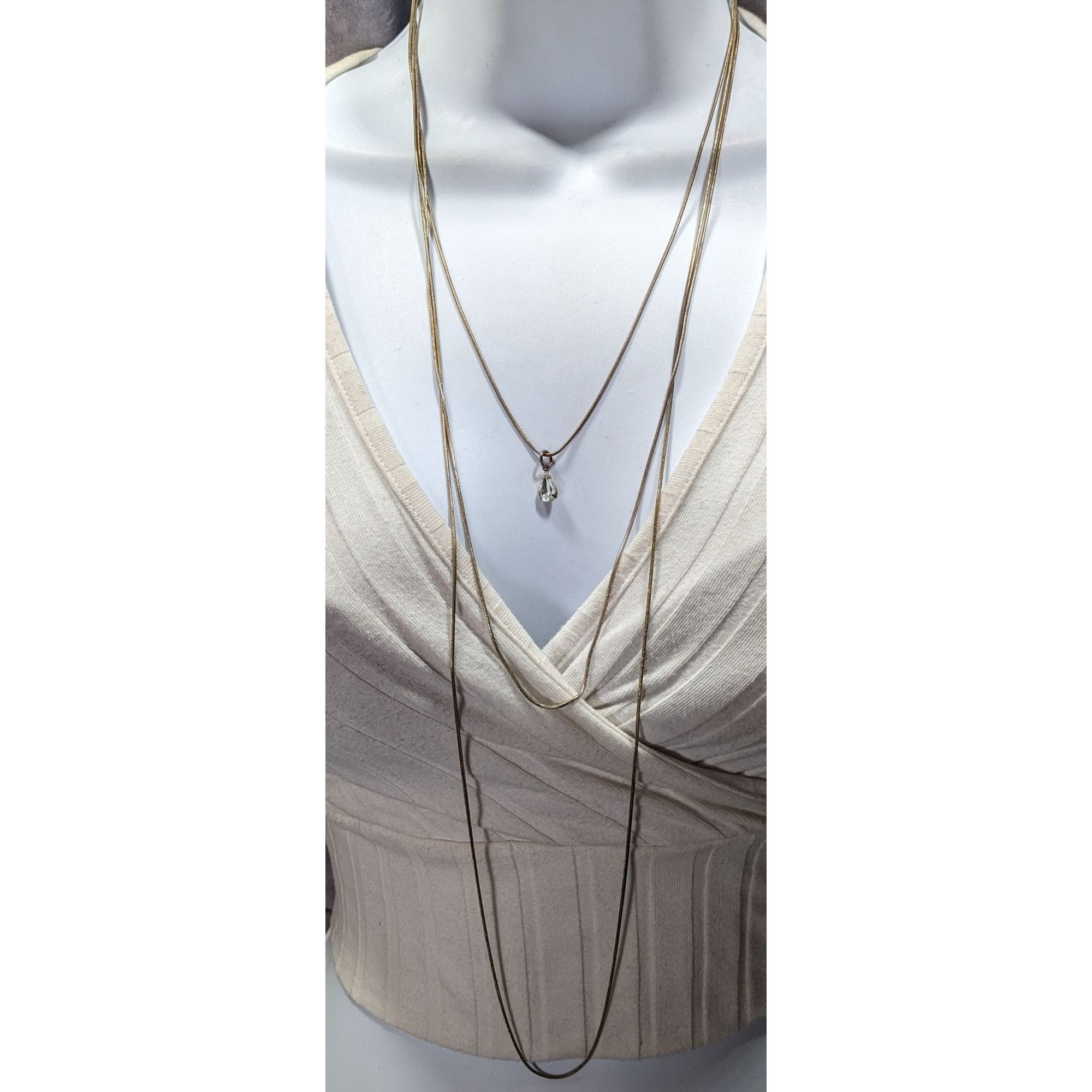 Other Elegant Triple Layer Gold Tone Snake Chain Necklace With Tea Size ONE SIZE - 1 Thumbnail