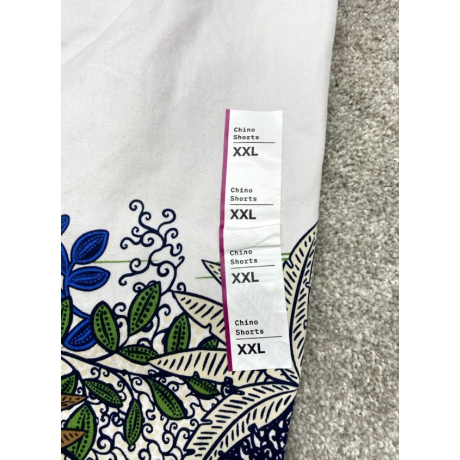 Vintage NWT Houston White Chino Shorts Men's 2XL White Hawaiian Floral Print Stretch NEW Size US 44 / EU 60 - 7 Thumbnail