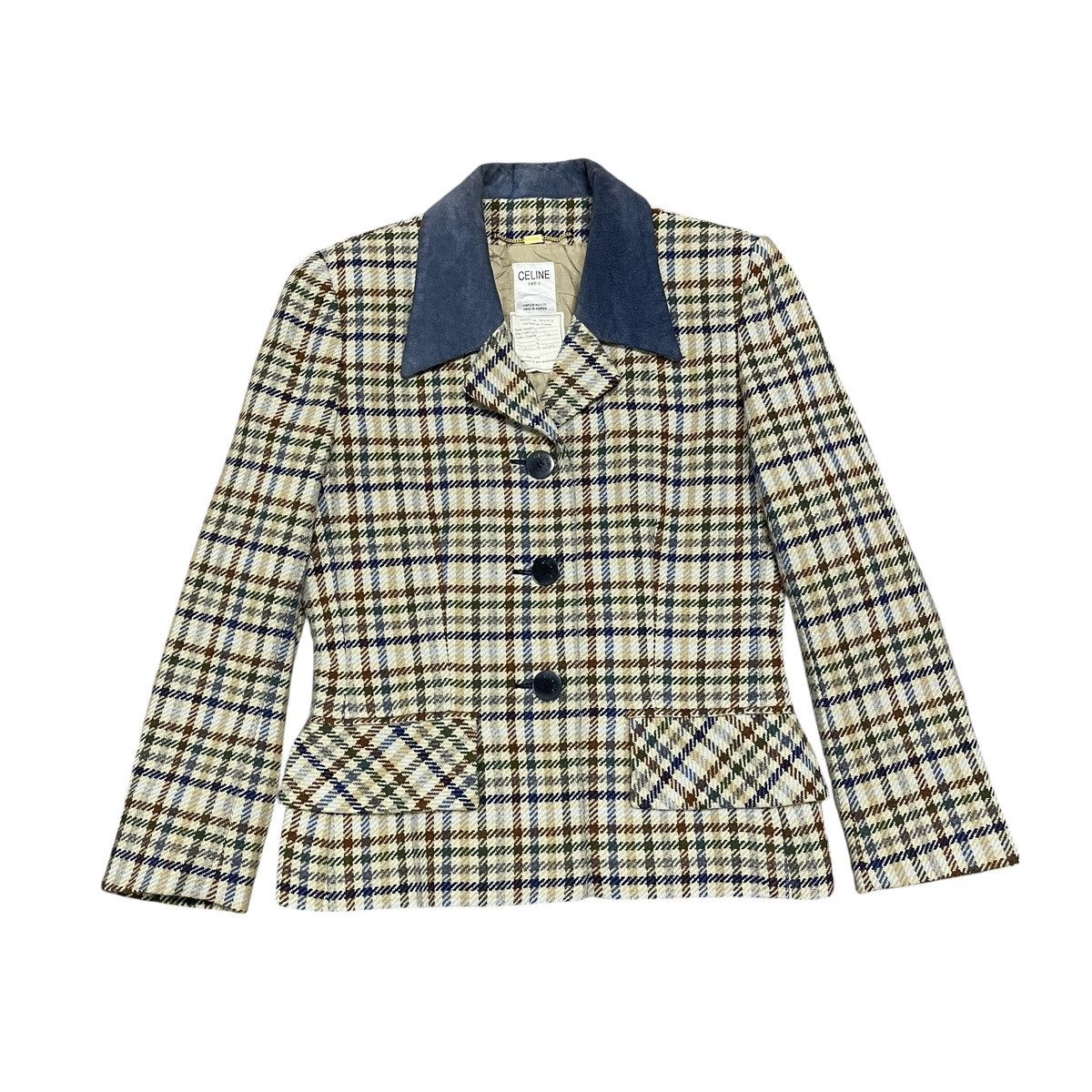 Celine ‼️RARE‼️ Vtg 70s Celine Paris Burgeois Chic Wool Plaid Blazer Size M / US 6-8 / IT 42-44 - 2 Thumbnail