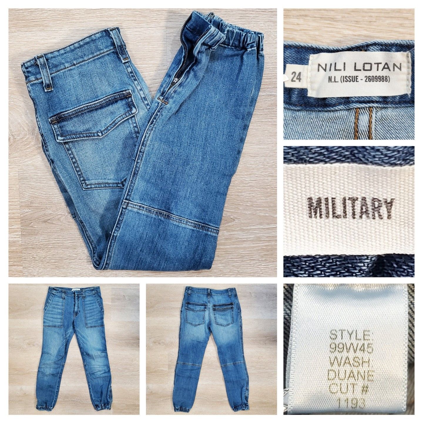 Designer × Nili Lotan Nili Lotan Cropped French Military Jeans Pant Joggers Duane Size 24" / US 00 / IT 34 - 1 Thumbnail