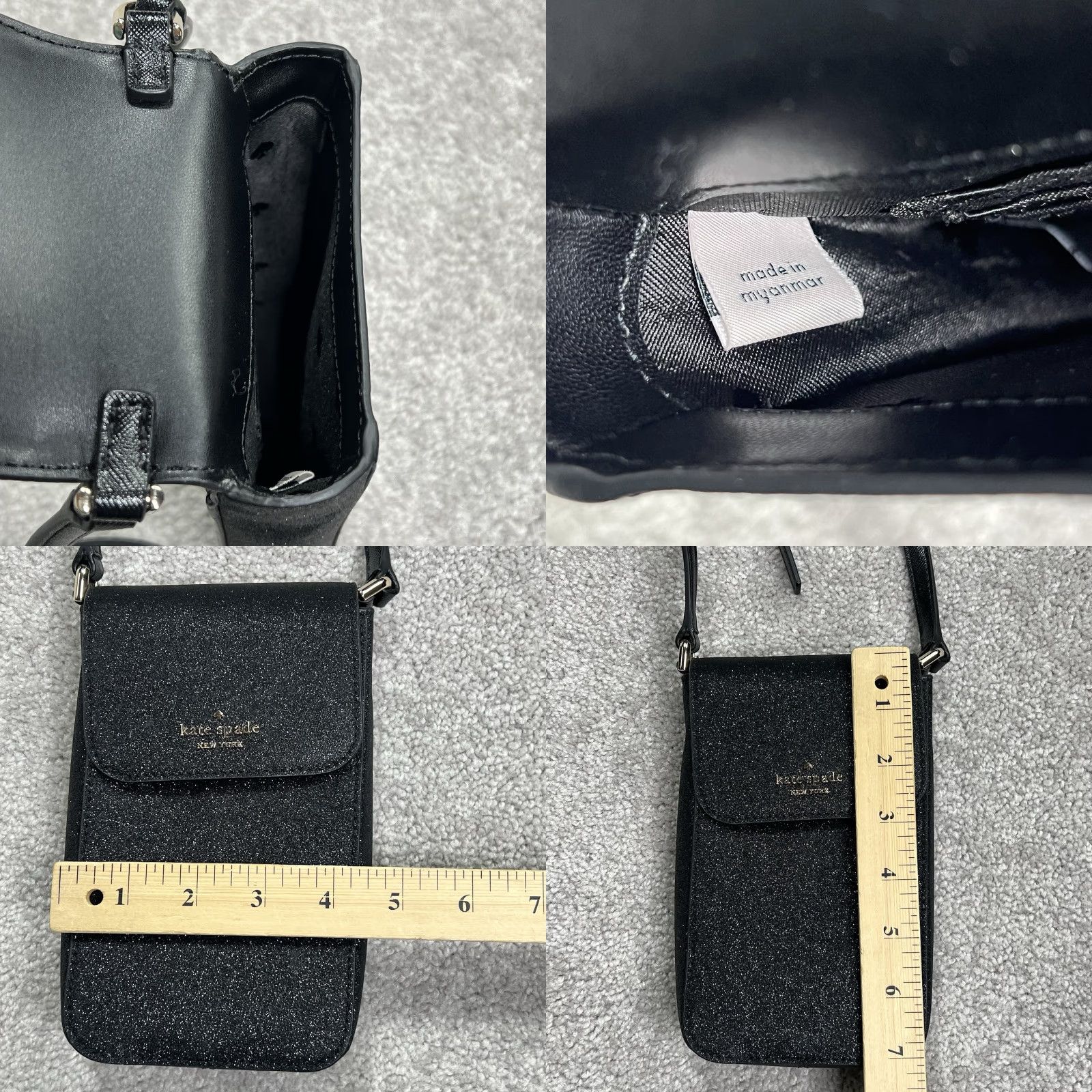 Vintage Kate Spade Black Glitter Bag Purse Small Card Phone Crossbody Shoulder Adjustable Strap Womens Crossbody Bag Glitter Pattern Vintage No Size ONE SIZE - 9 Thumbnail