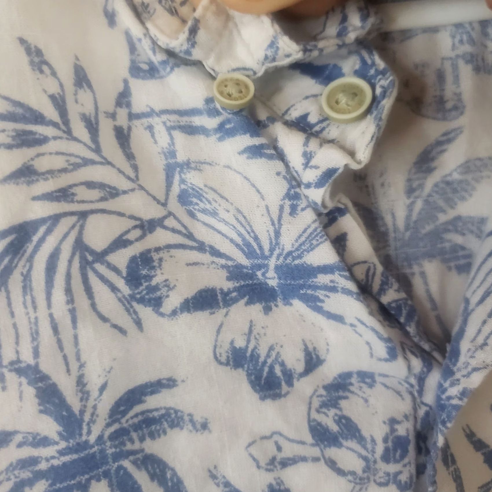 Izod IZOD Saltwater Blue Floral Print Short Sleeve Cotton Button-Up Shirt Men's 2XL Size US XXL / EU 58 / 5 - 7 Thumbnail
