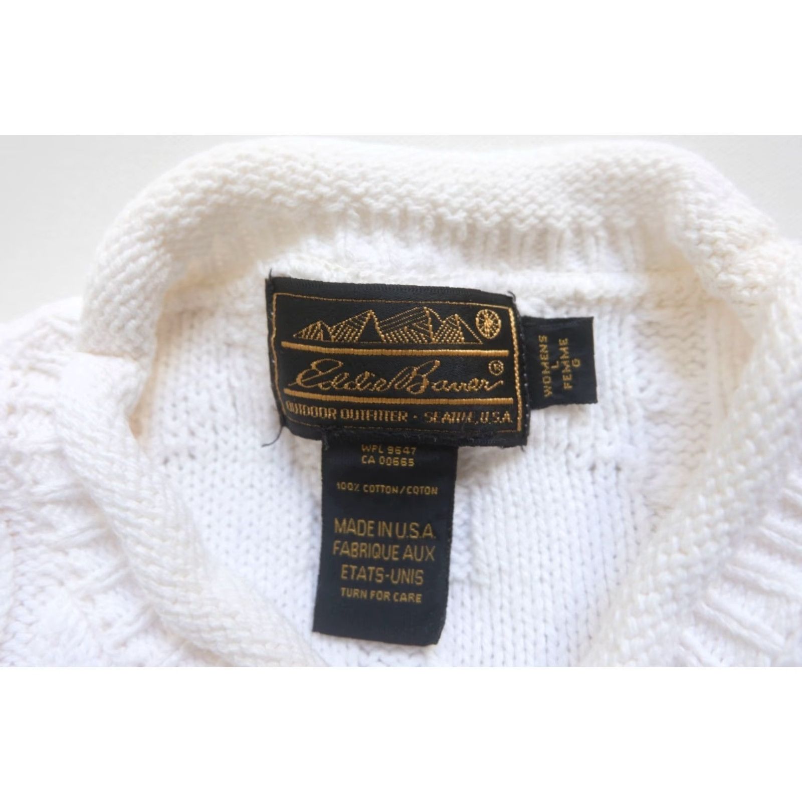 Eddie Bauer VINTAGE Eddie Bauer Cotton Knit Sweatshirt Crewneck WMNS SZ L White 90s USA MADE Cable Knit Sweatshirt Womens Mens? Size US L / EU 52-54 / 3 - 6 Thumbnail