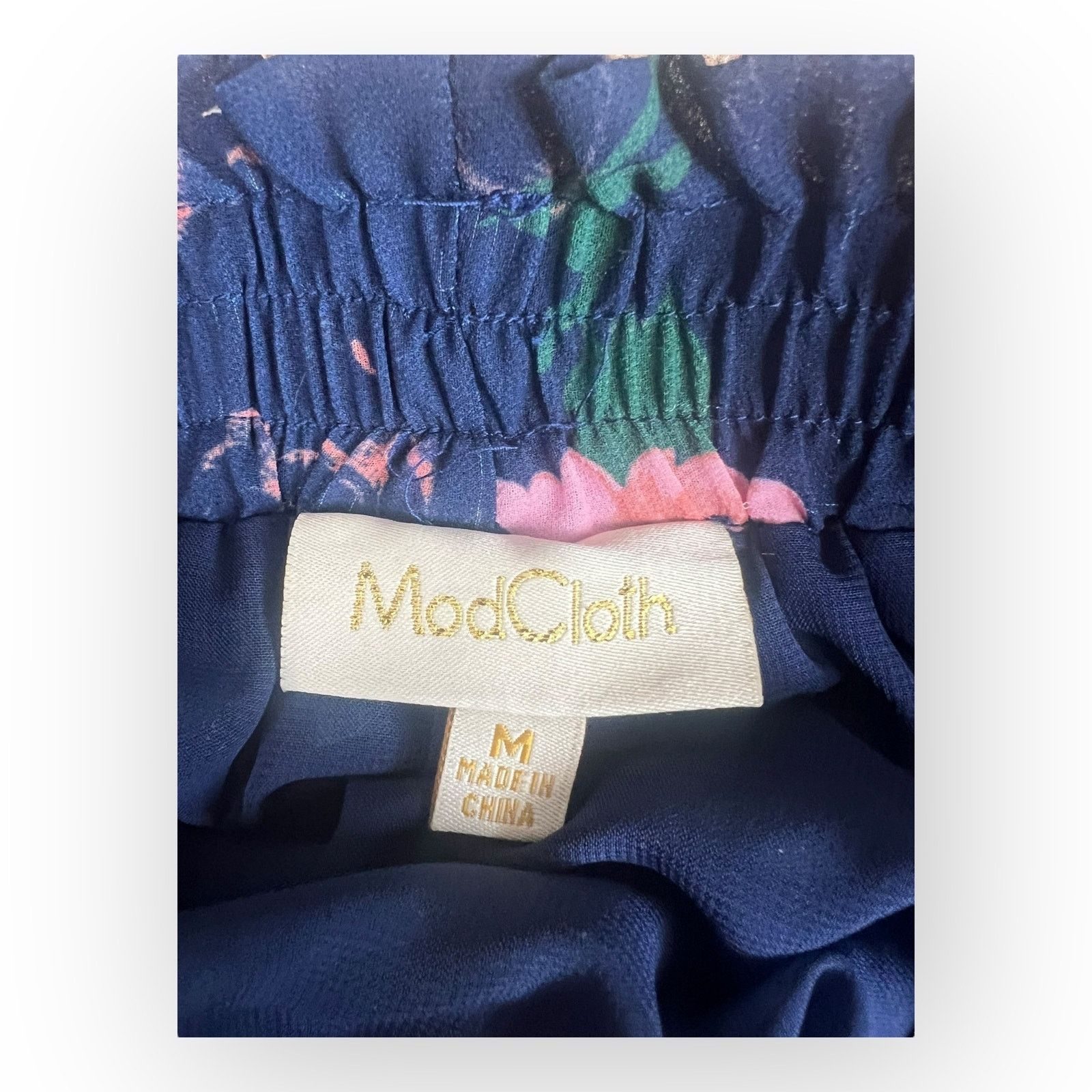 Vintage Modcloth Floral A-Line Skirt Navy Blue & Pink Flowers Size 28" / US 6 / IT 42 - 4 Thumbnail